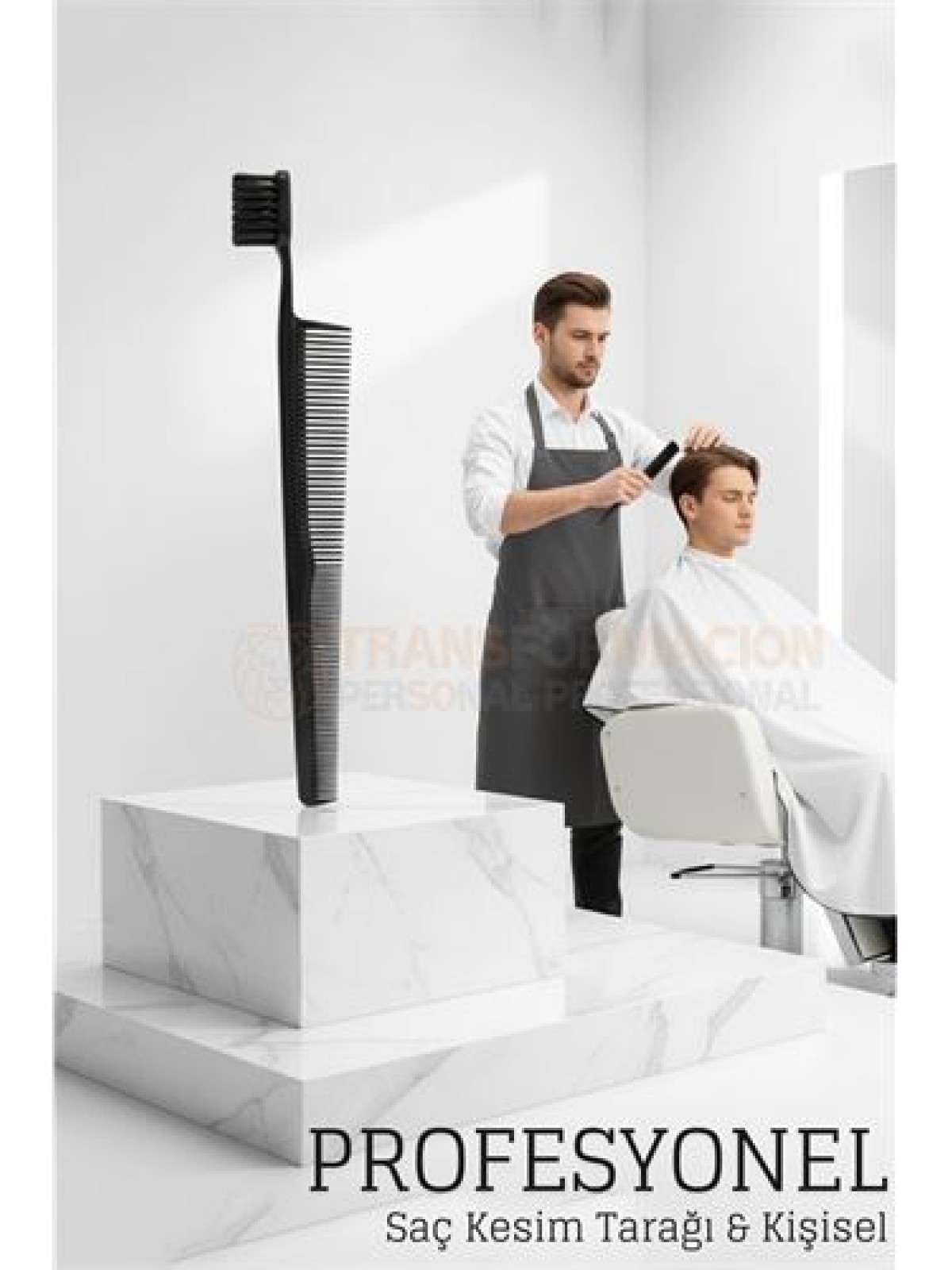 Kuaför Saç Kesim Tarağı - Profesyonel Mini Fade Fırçalı Tasarım Berber Kesim Tarağı