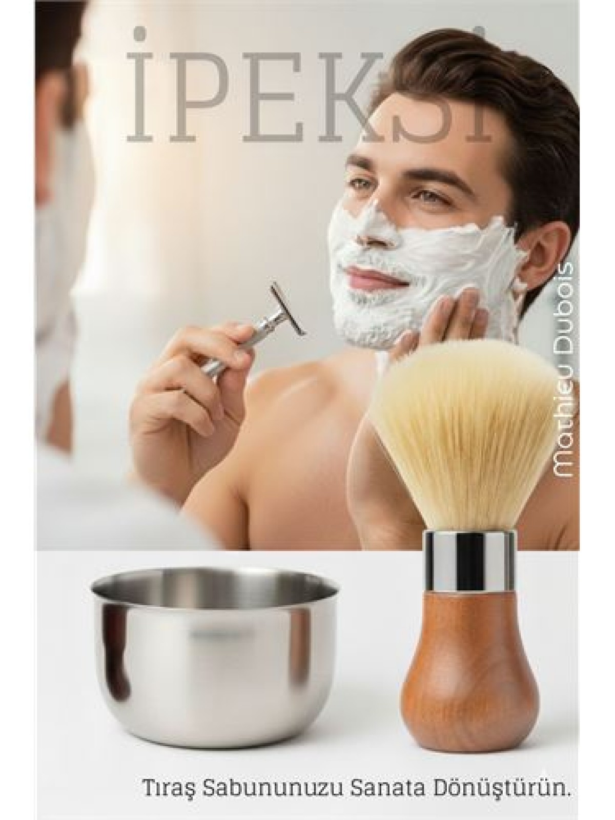 Premium Tıraş Fırçası - Dişbudak Saplı - %70 Domuz Kılı Karışımı | Yoğun Köpük, Pürüzsüz Tıraş