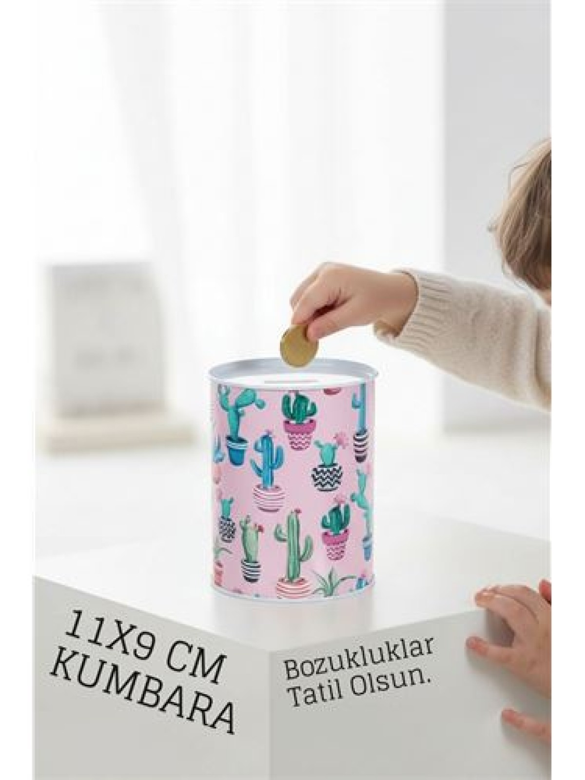 Desenli Metal Kumbara | 11x9 cm - Tasarruf ve Dekorasyon Bir Arada