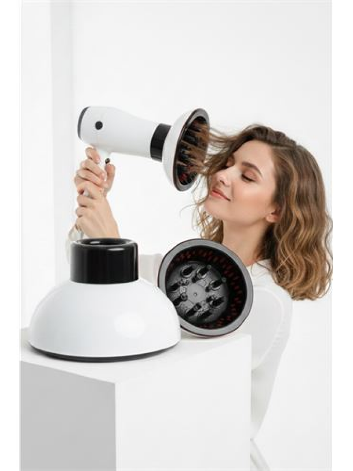 Fön Için Difüzör Vigo Başlık - Saç Kurutma Başlığı Profesyonel BEYAZ