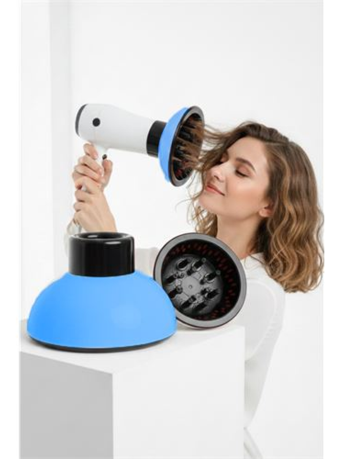 Fön Için Difüzör Vigo Başlık - Saç Kurutma Başlığı Profesyonel MAVİ