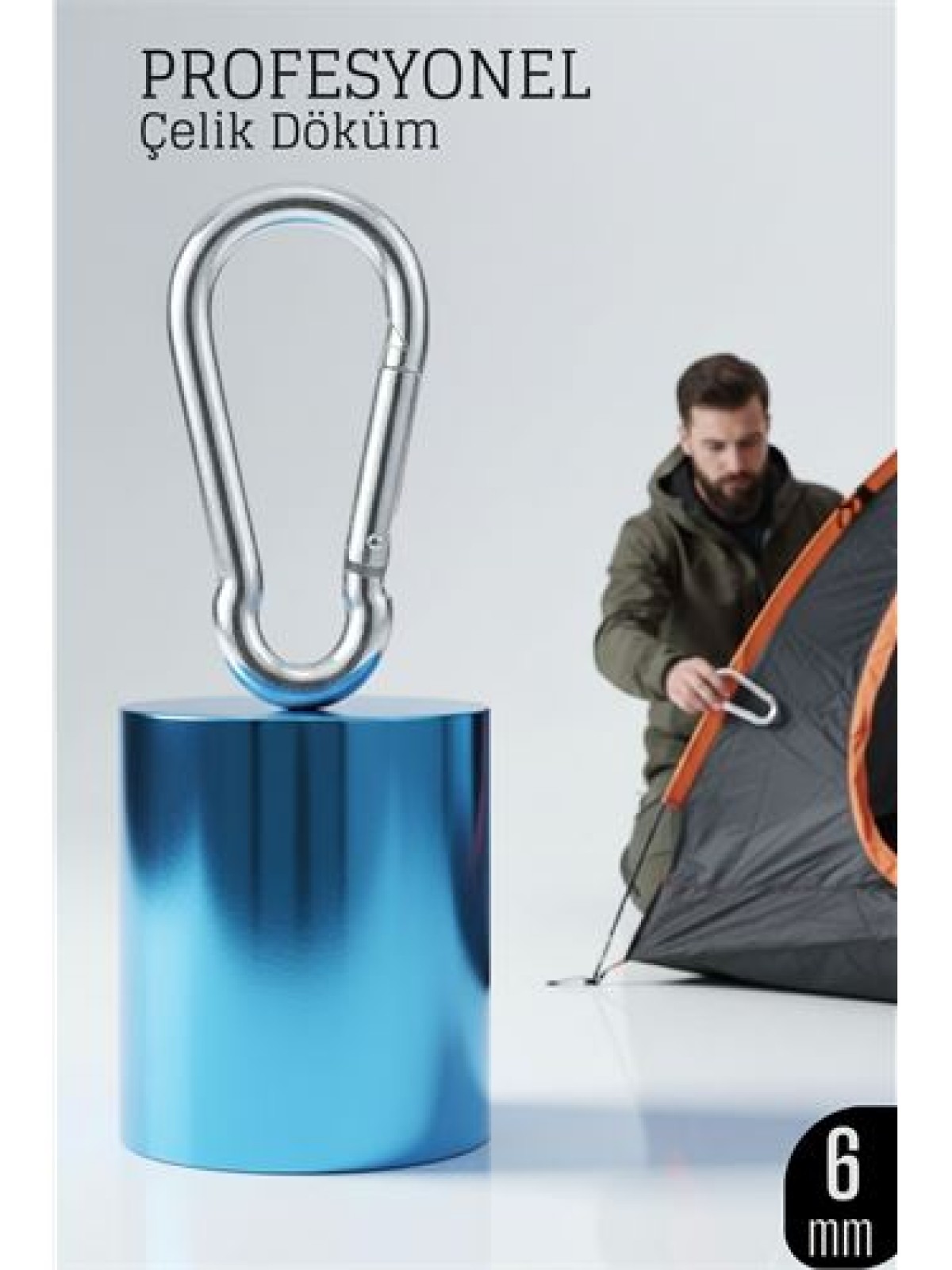 Çelik Yan Açılır Karabina - 6 mm Kamp, Tırmanış ve Günlük Kullanım İçin Güvenli Kilit