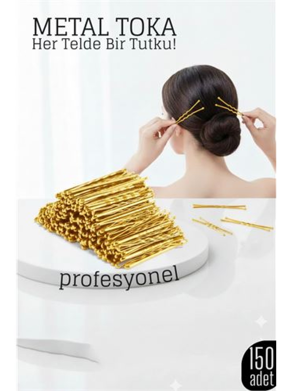150’li Gold Metal Tel Toka Seti – Profesyonel Saç Şekillendirme İçin