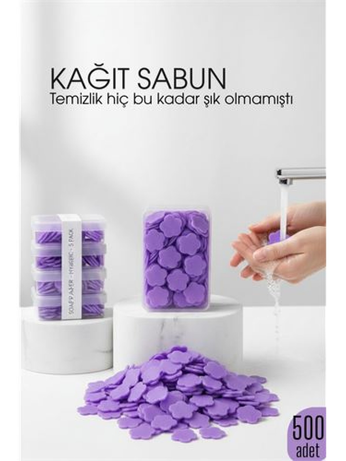 Parfümlü Elde Eriyen Kağıt Sabun - 500 lü paket Sihirli Sabun – Hijyenik Seyahat Kutusu