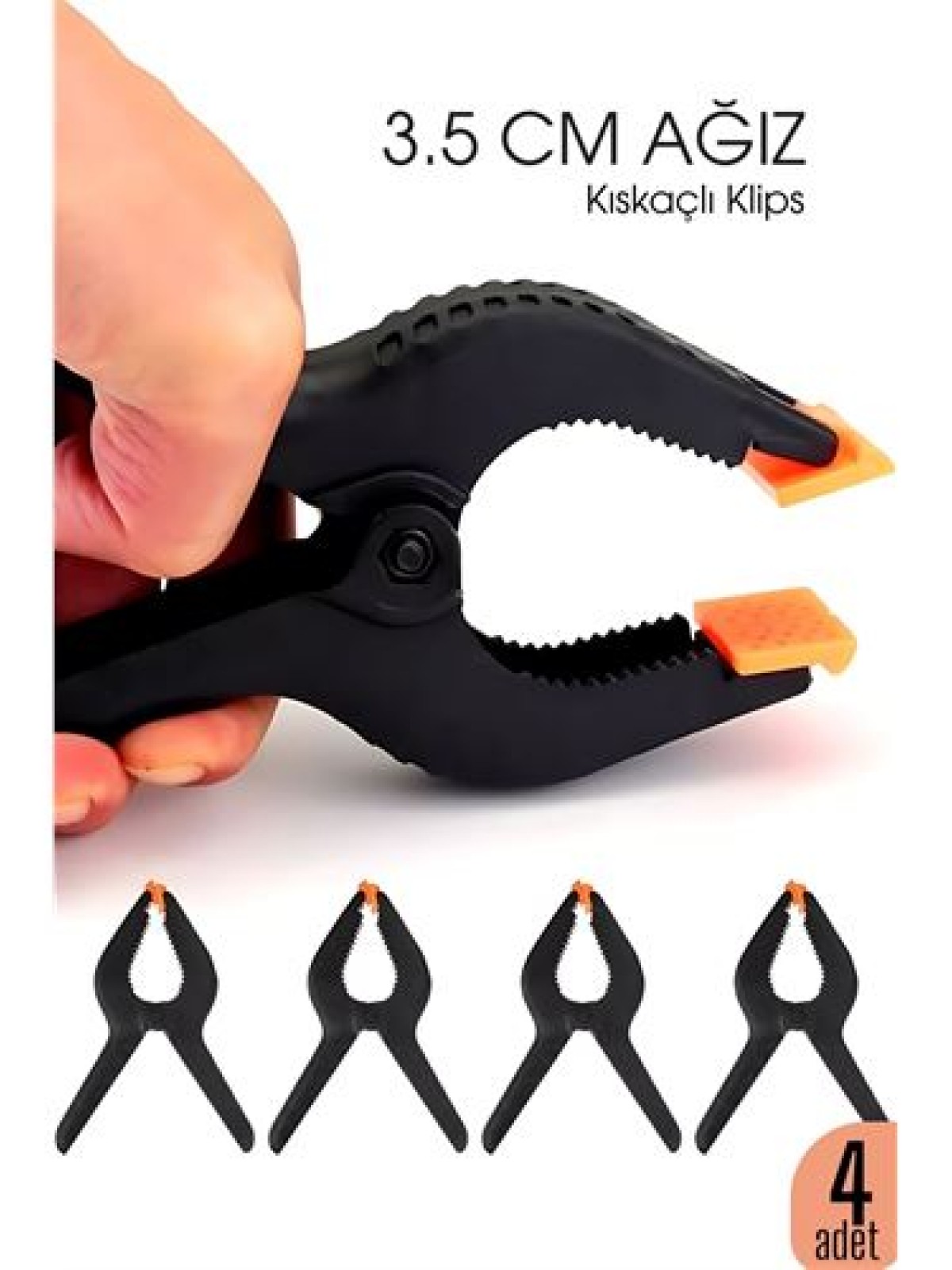 Kıskaç Klips Yaylı Işken ce Plastik Kelepçe Güçlü Mafsallı Çene 3 inç 3.5 cm ağız