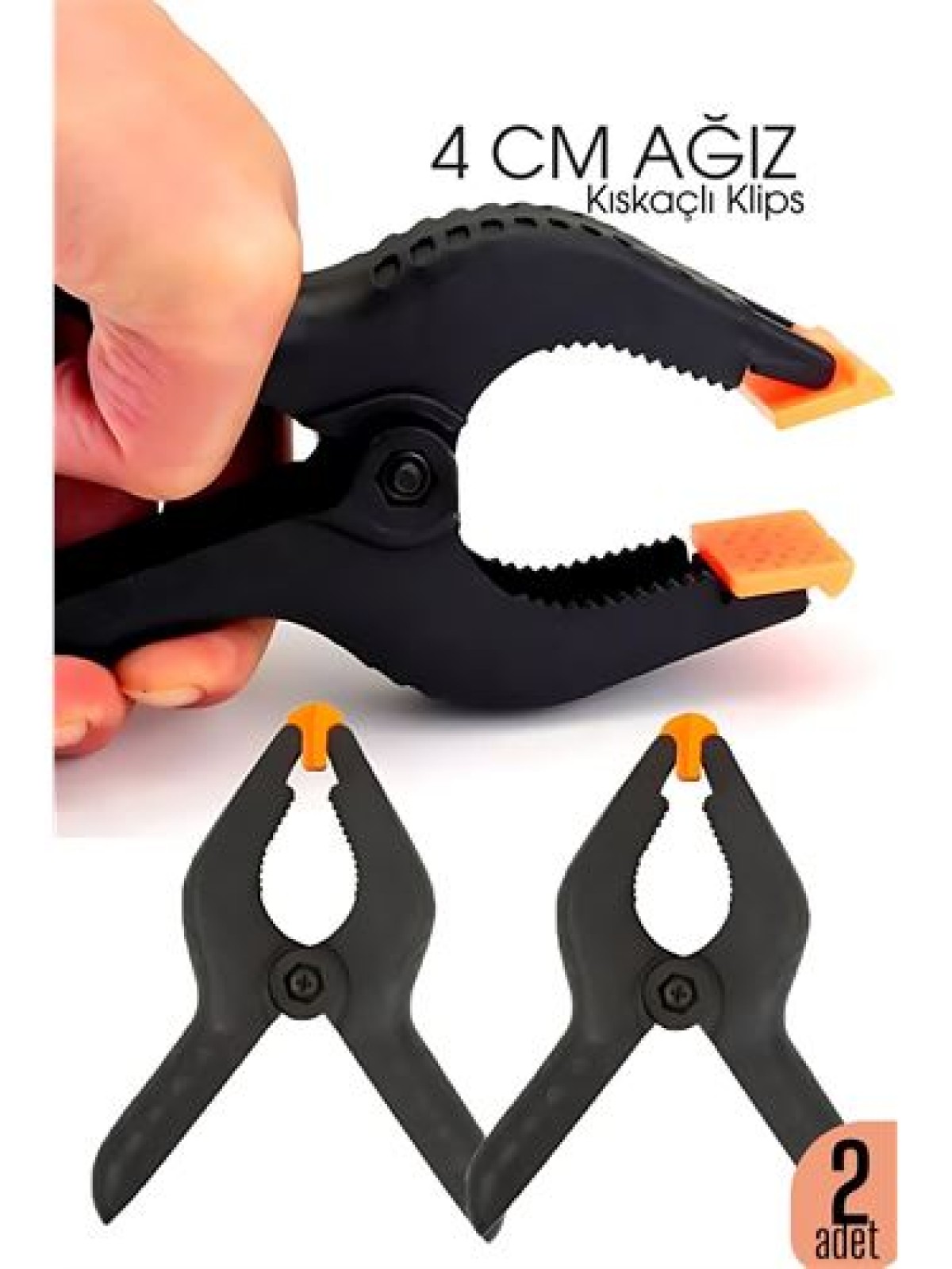 Kıskaç Klips Yaylı Işken ce Plastik Kelepçe Güçlü Mafsallı Çene 4 inç 4 cm ağız