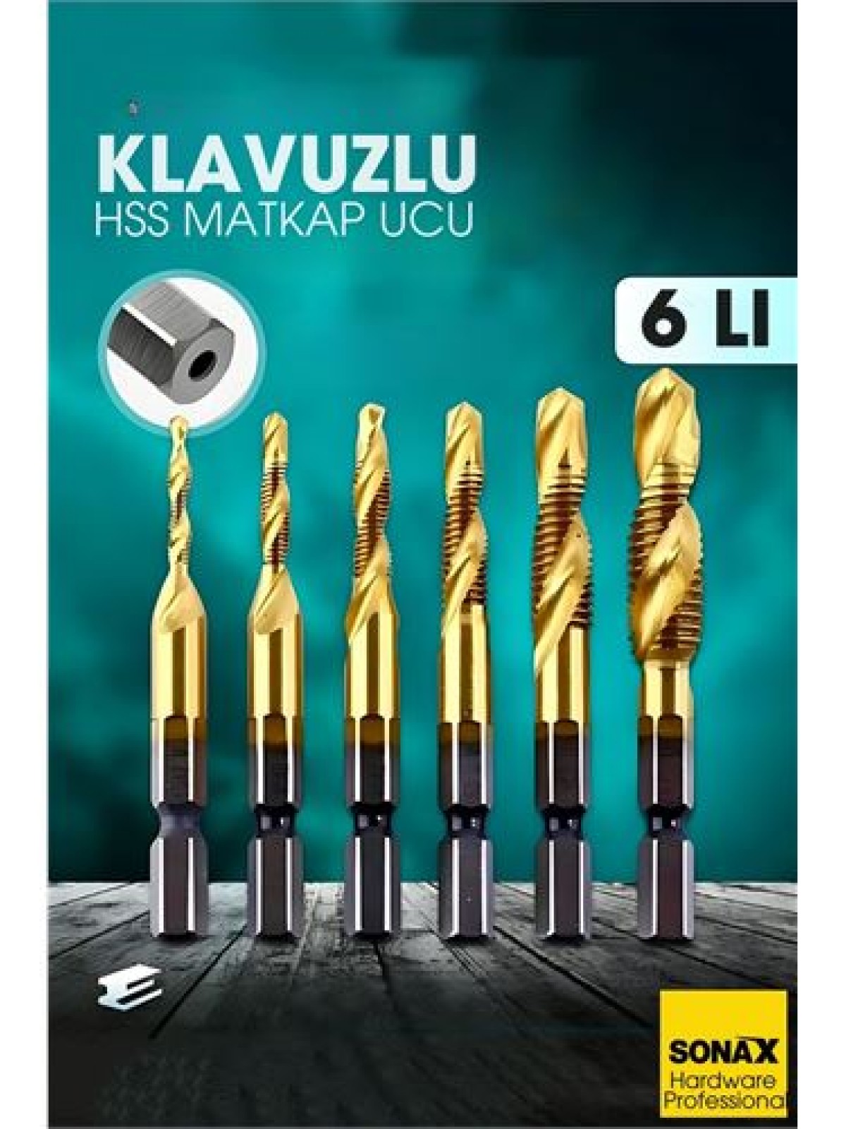 Kılavuzlu HSS Matkap Ucu 6'lı SET M3-M10 Titanyum Kaplamalı