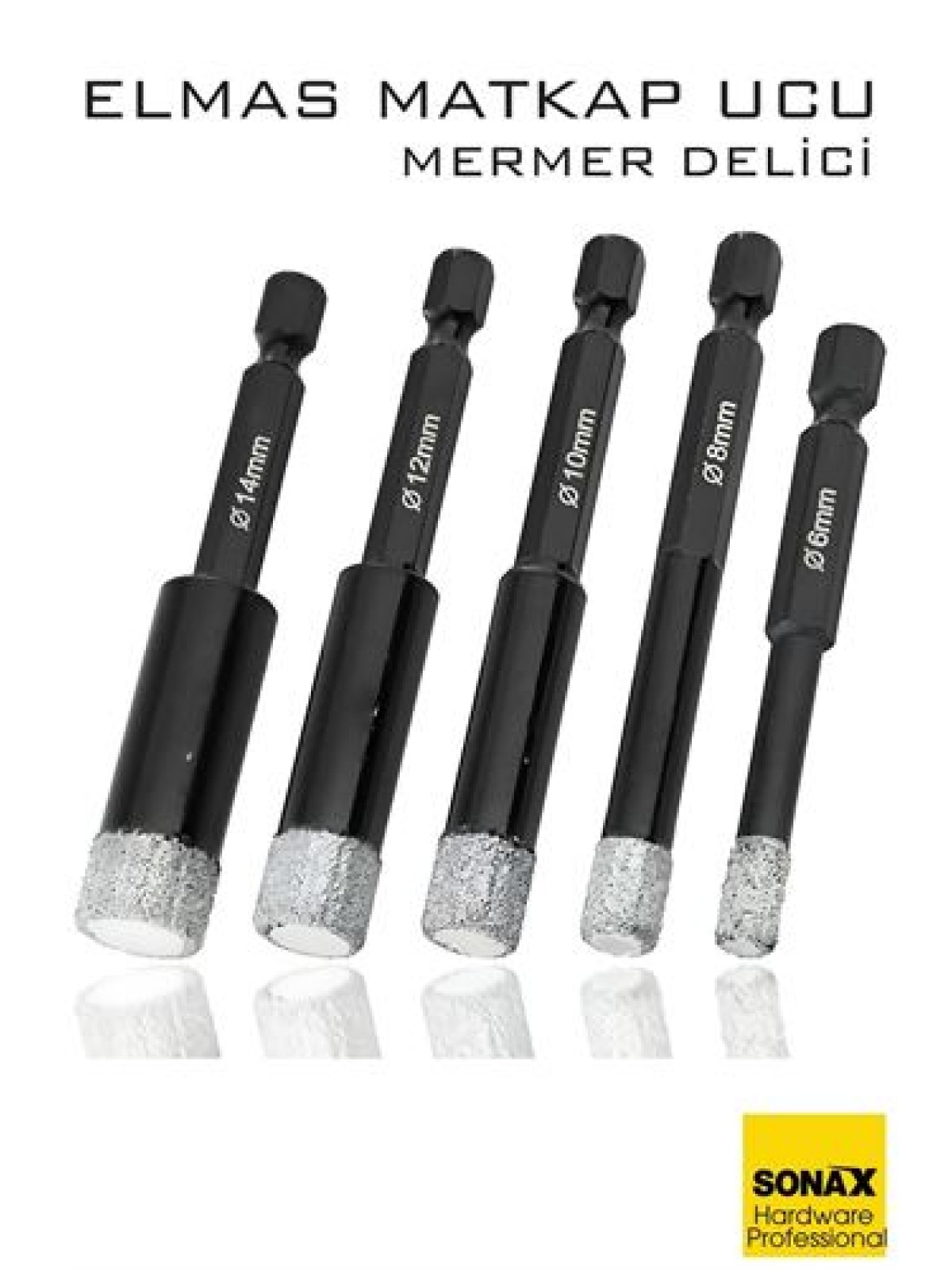 Mermer Delme Elmas Matkap Ucu - 5'li Porselen Karo Seramik Taş, Cam, Granit için Elmas Matkap Uçları