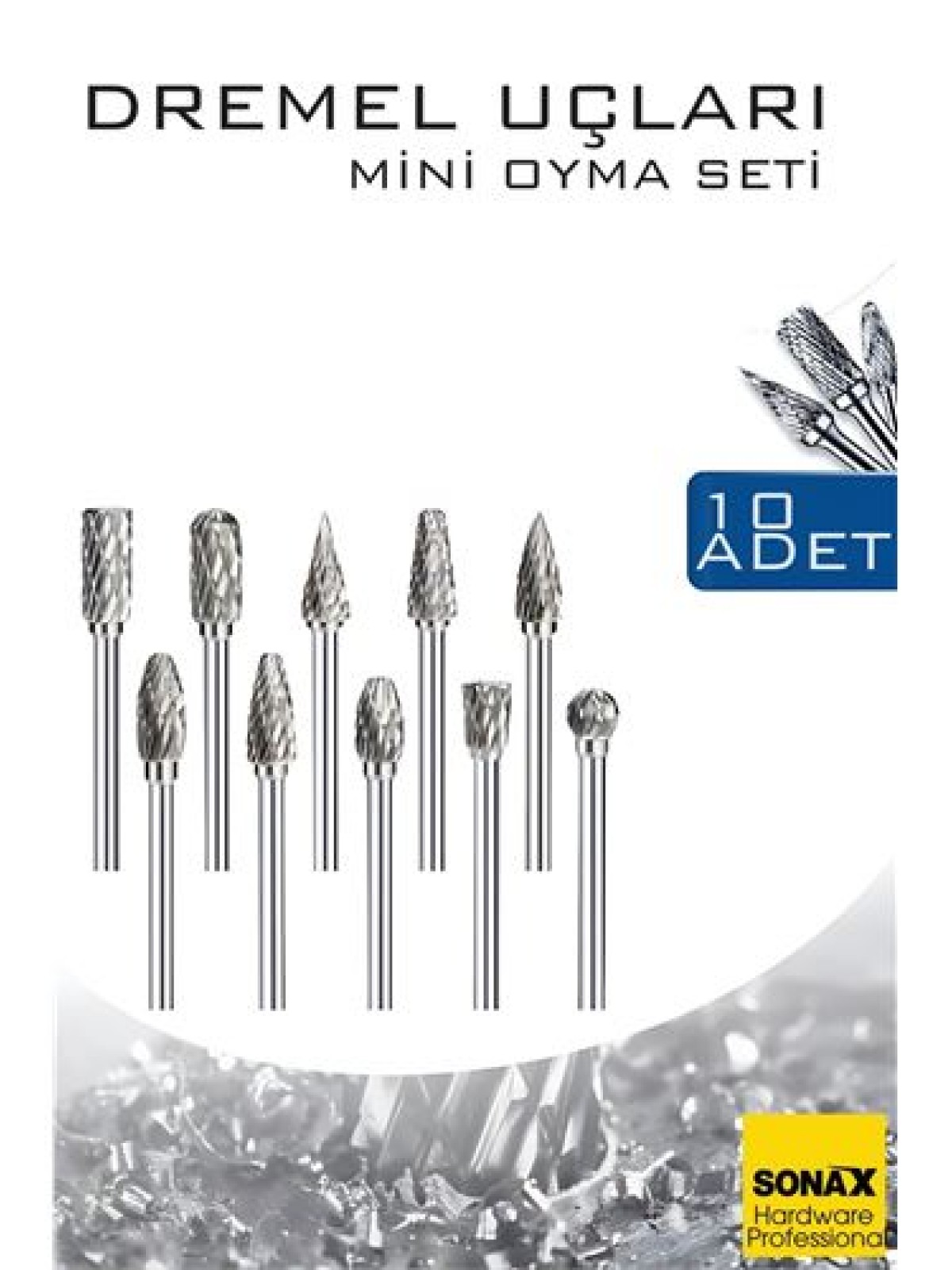 Dremel Uyumlu Mini Oyma Gravür Uç Seti – 10'lu Tungsten Karbür, Ahşap/Metal/Plastik için