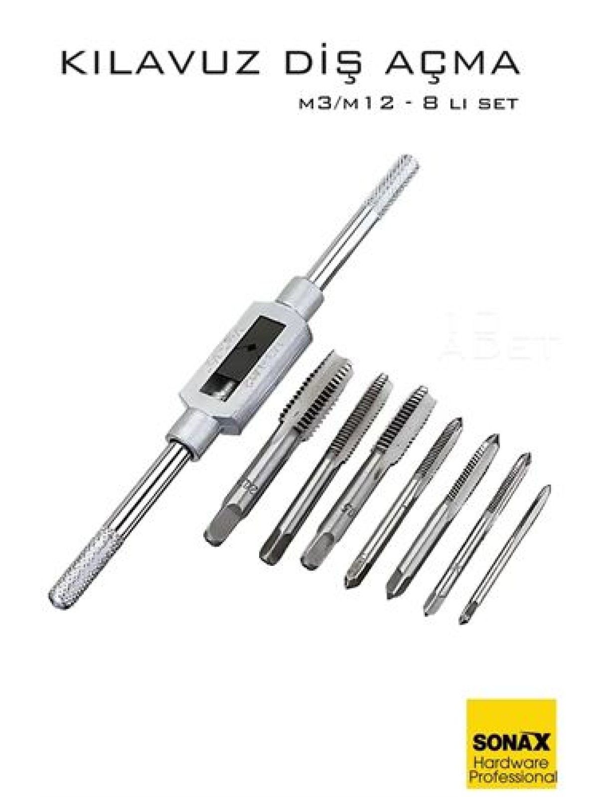 8 li Diş Açma Kılavuz Seti –Endüstriyel Çelik, M3-M12 Arası Dişli Matkap Ucu