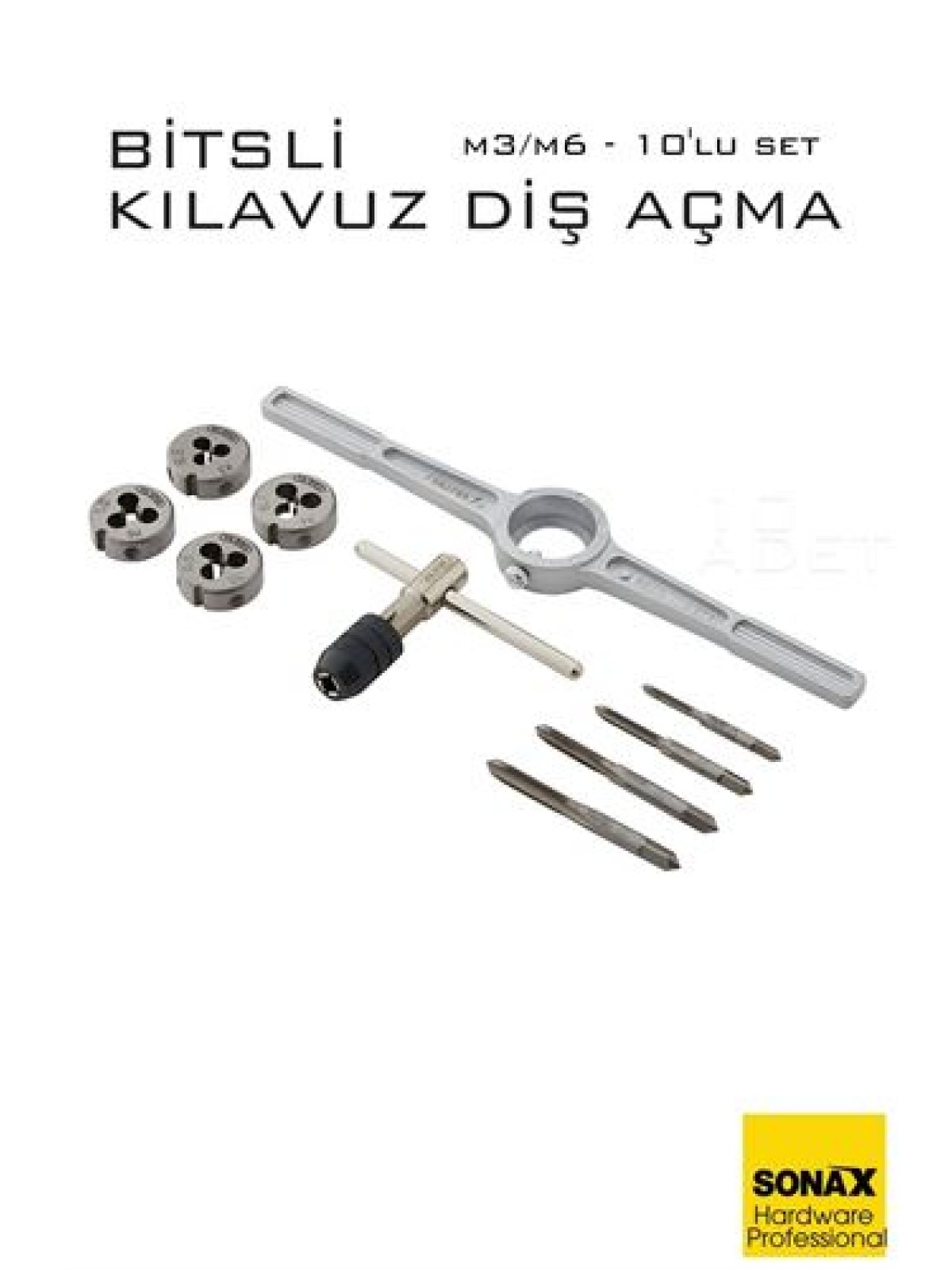 10'lu Bitsli Diş Açma Kılavuz Seti –Endüstriyel Çelik,  Dişli Matkap Ucu