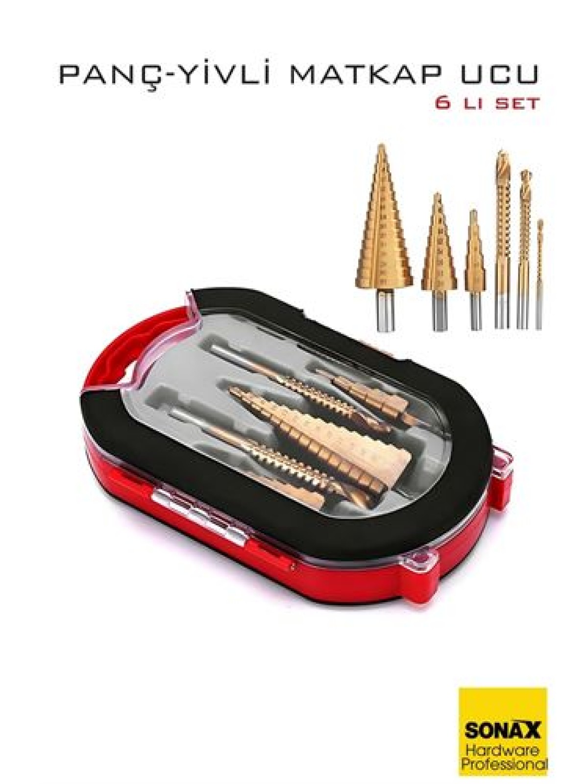 6'lı Titanyum Kaplama Kademeli Panç Matkap Ucu Seti – Metal, Ahşap ve Plastik için