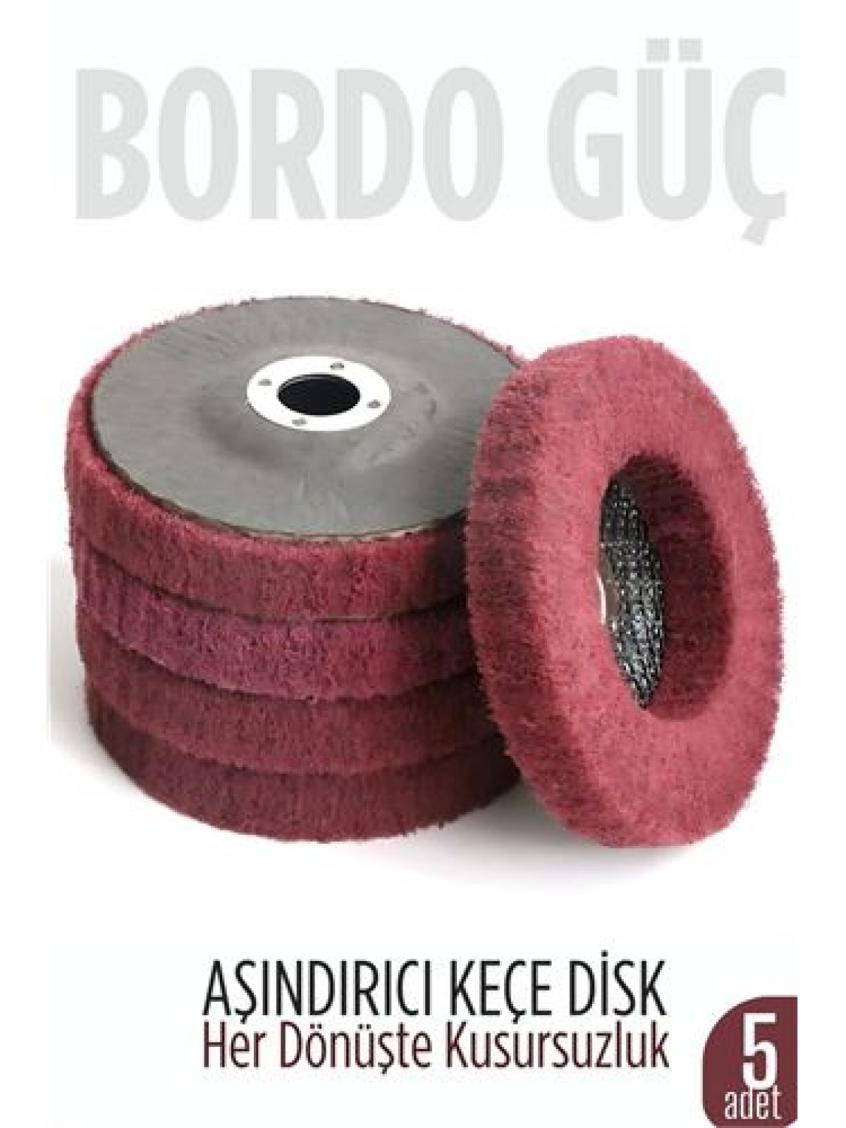 11 cm Endüstriyel Aşındırıcı Keçe Disk – 22 mm İç Çaplı Zımpara Fırçası 5 adet