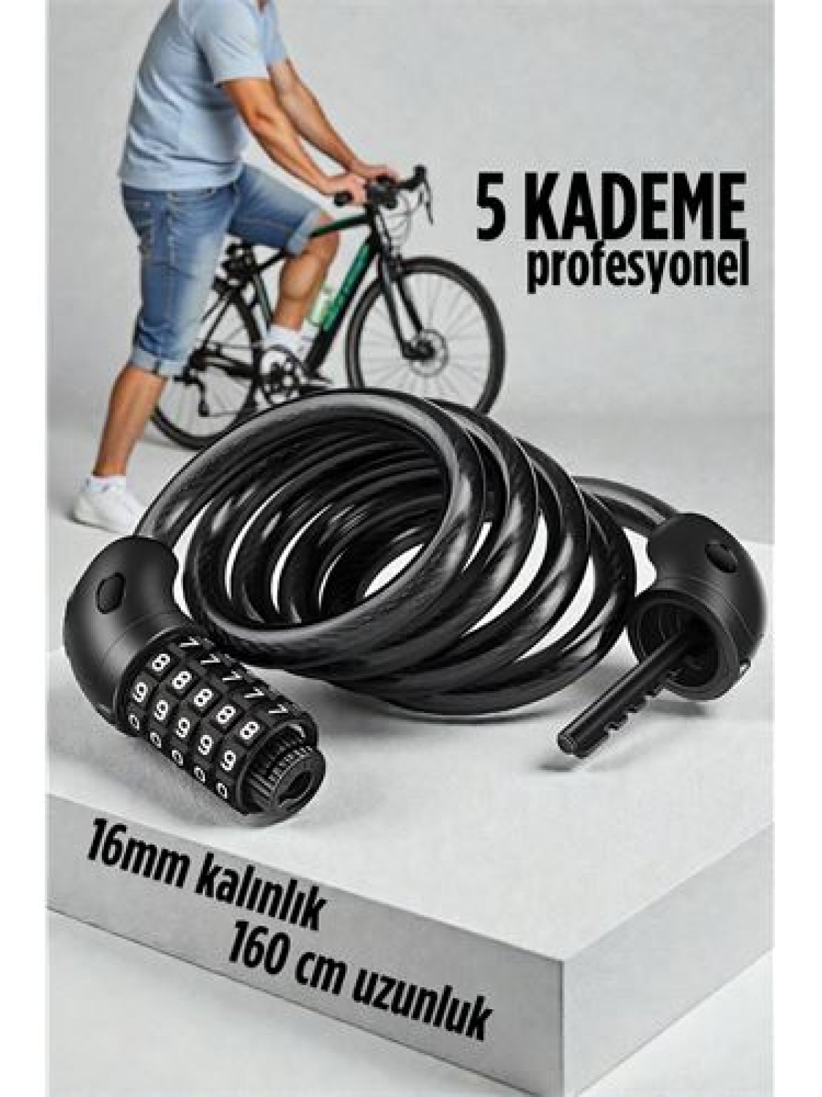 Şifreli Bisiklet Kilidi 16 mm Kalınlık 160 cm Scooter Motosiklet Kilidi - Çelik Kablo