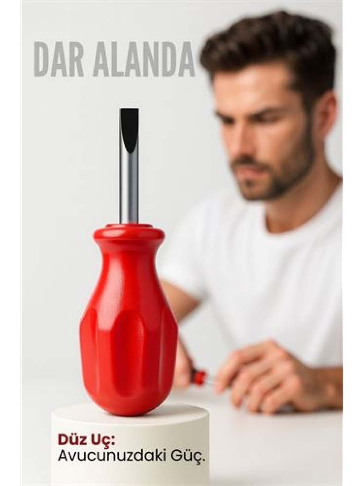 Avuç İçi Mini Topaç Tornavida Düz Uçlu Kısa Şaft Ufak Vidalama Anahtarı Hassas El Aleti