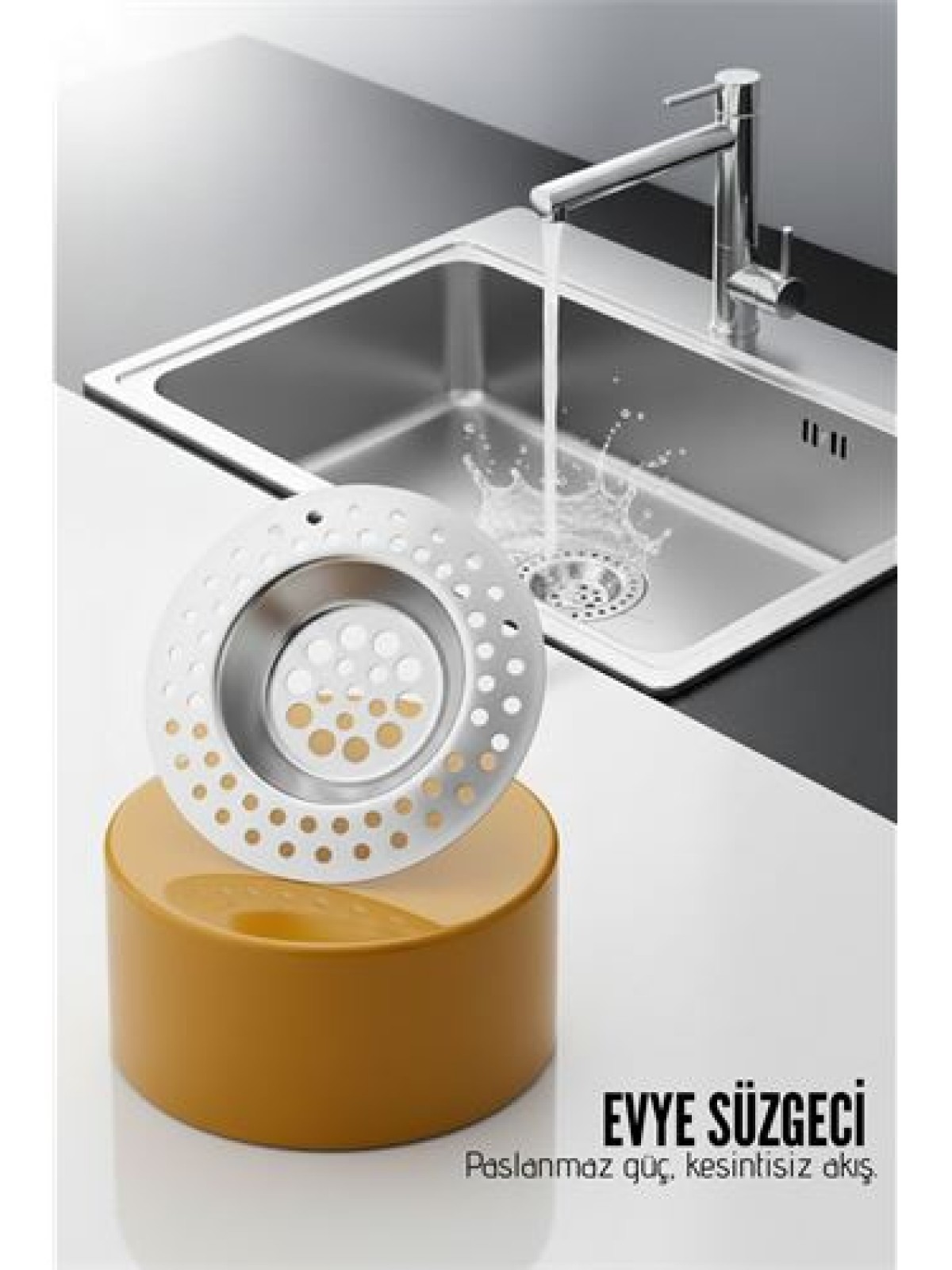 Evye Süzgeci 7.1 cm Paslanmaz Çelik  - Mutfak Lavabo Gider Süzgeci Seti Tıkanma Önleyici
