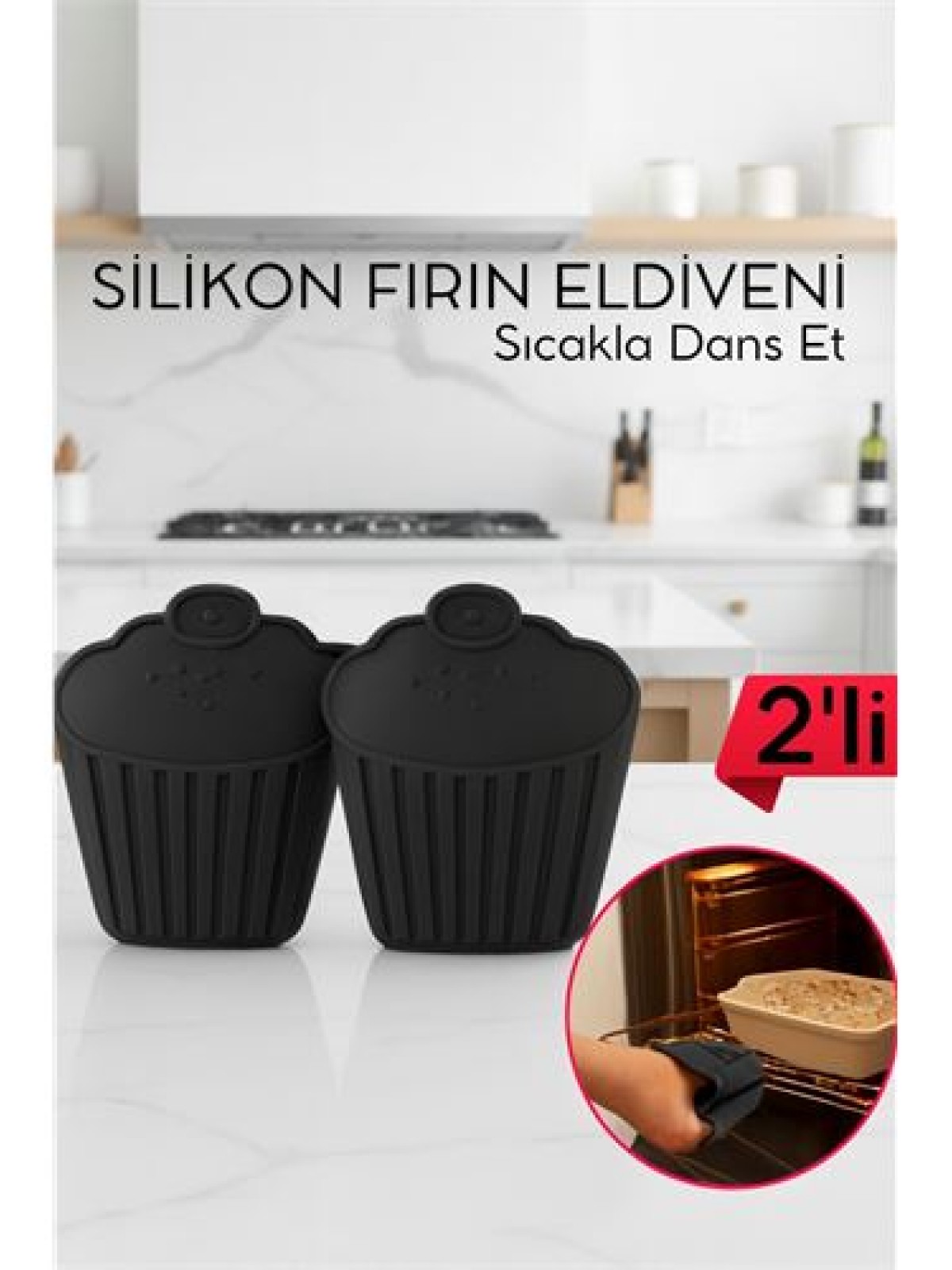 2 li Isıya Dayanıklı Silikon Fırın Eldiveni – Profesyonel Mutfak Koruması