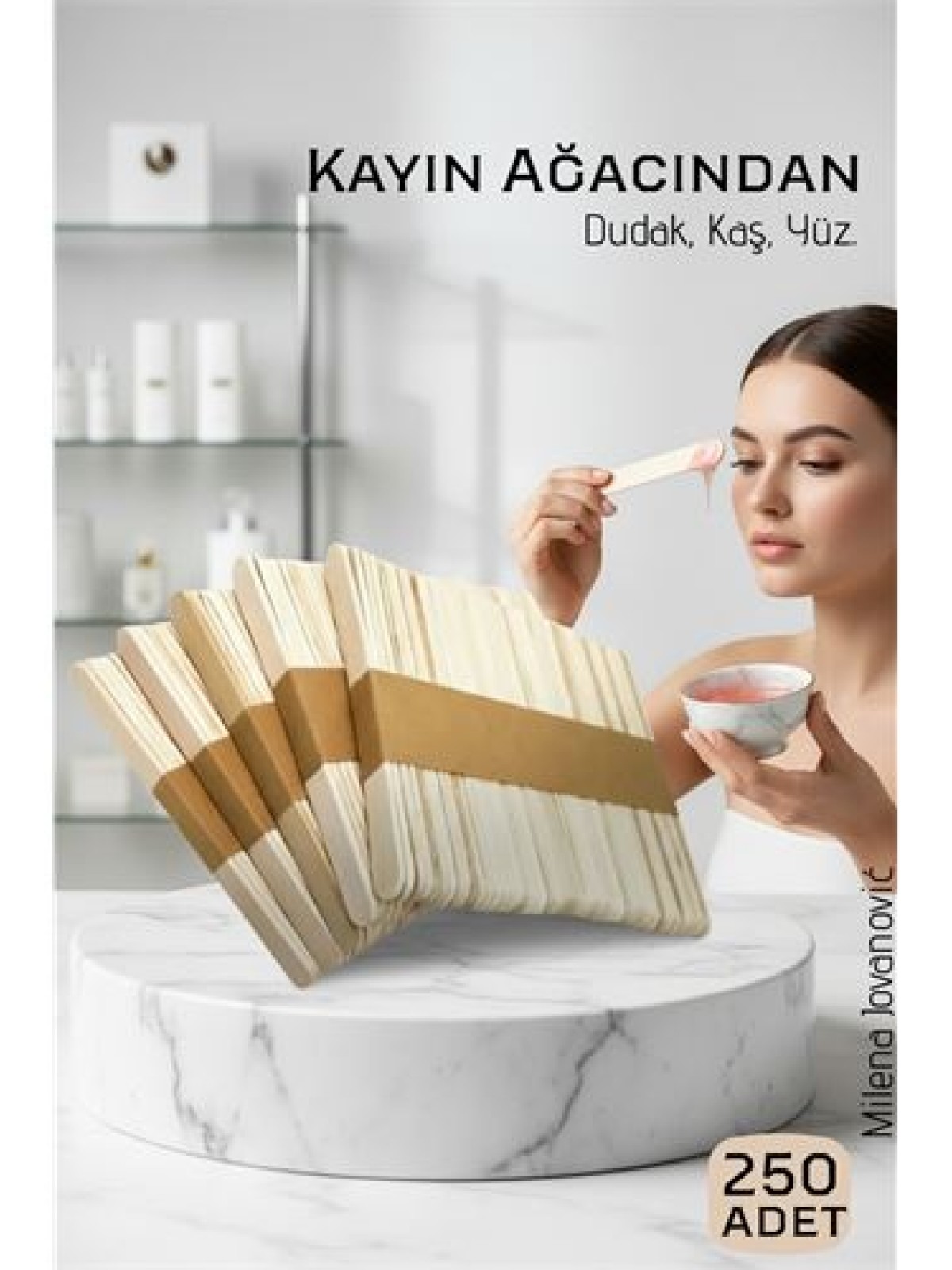 Ahşap Yüz ve Kaş Ağda Spatulası 250 Adet - Ultra Pürüzsüz Profesyonel Makyaj ve Maske Çubuğu