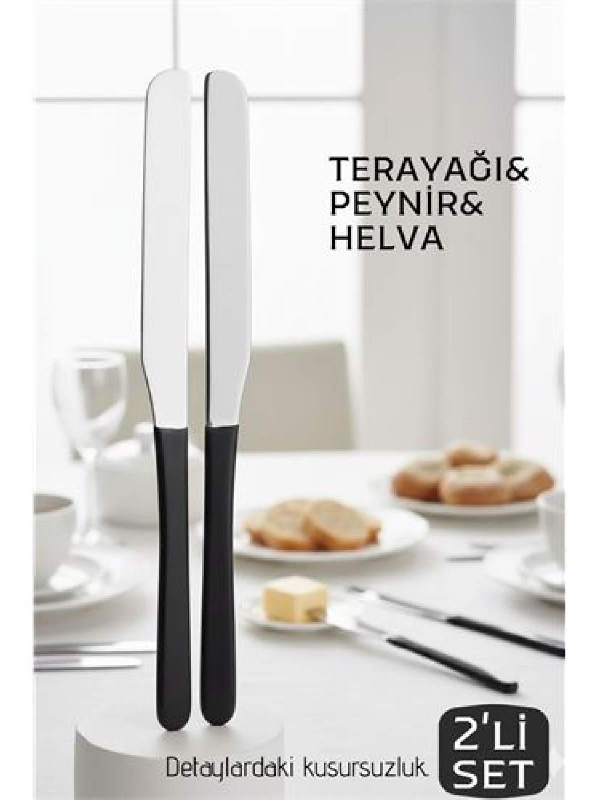 Lüks Seri 2'li Tereyağı ve Peynir Bıçağı Seti - Paslanmaz Çelik & Ergonomik Silikon Saplı 16 cm