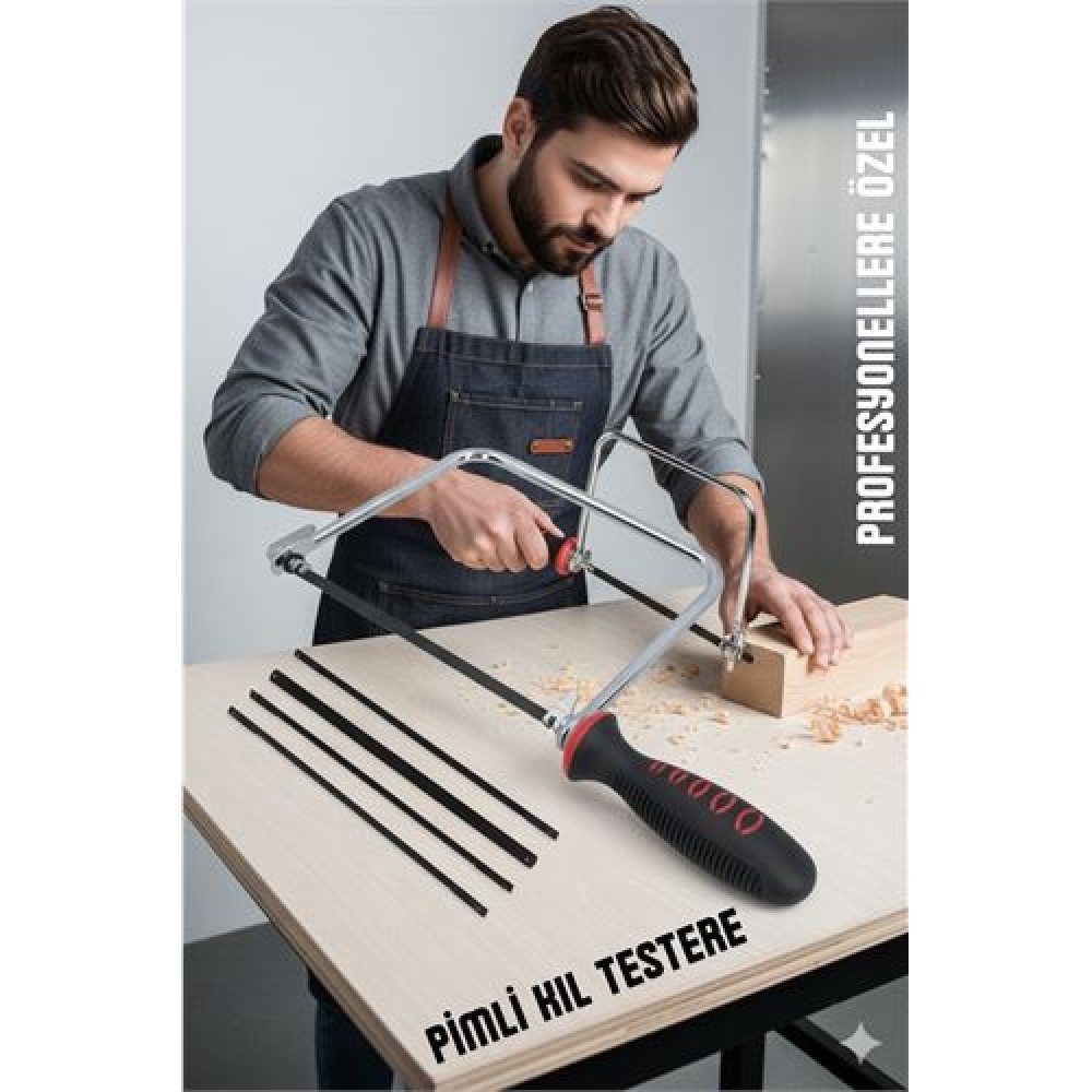 Profesyonel El Testeresi Kıl Testere + 5 Bıçak  Çok Amaçlı Hassas Ahşap/Metal Kesim Bıçakları