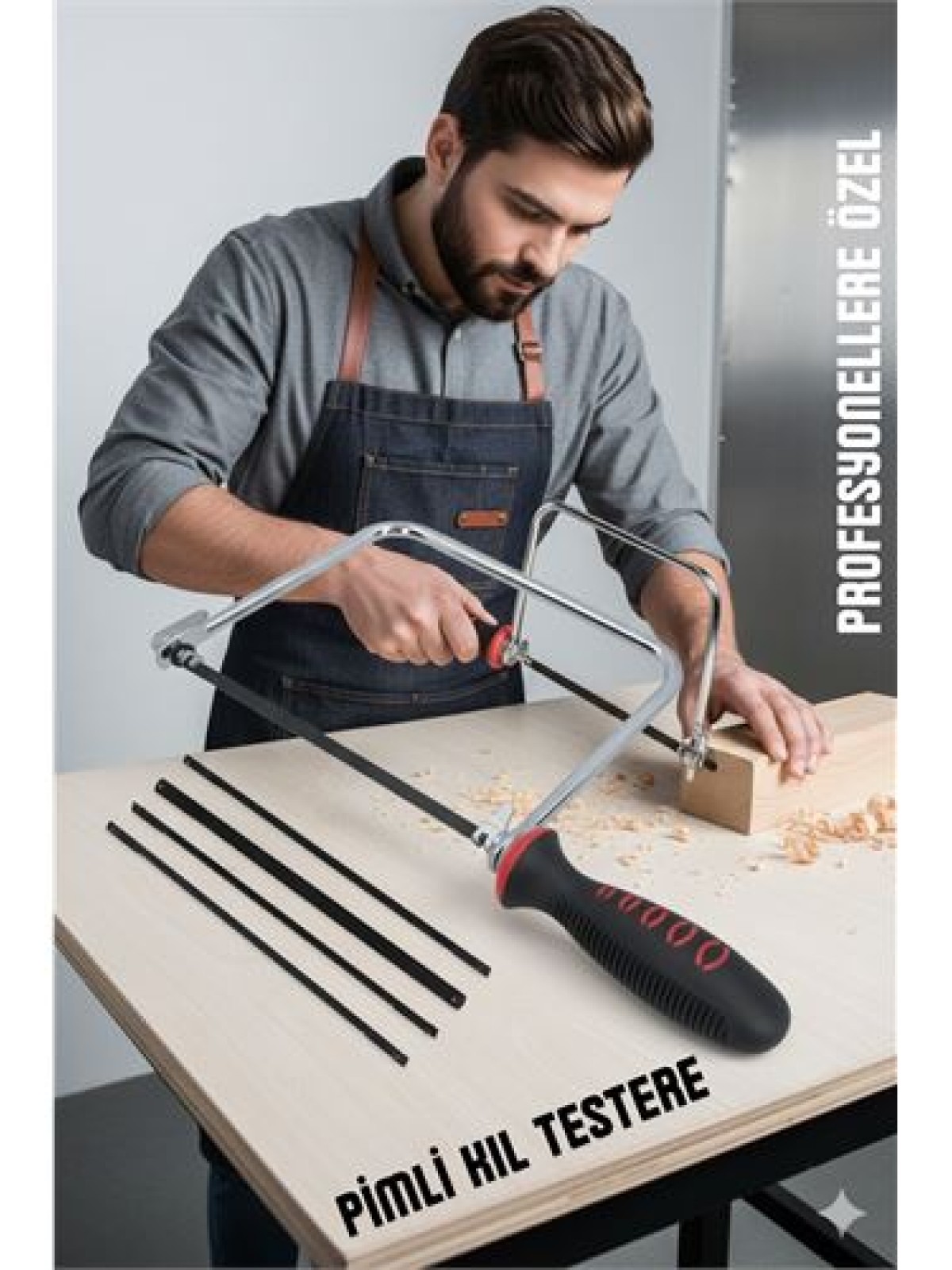 Profesyonel El Testeresi Kıl Testere + 5 Bıçak  Çok Amaçlı Hassas Ahşap/Metal Kesim Bıçakları