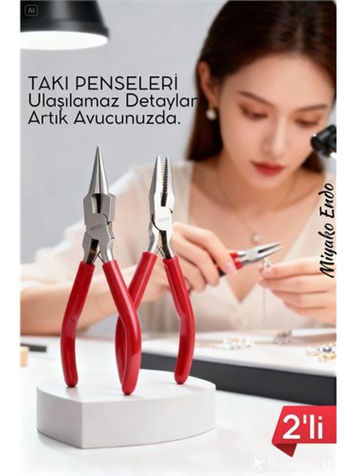 Profesyonel 2'li Takı Pense Seti 12 cm Takı Yapımı İçin Mini Pense Seti