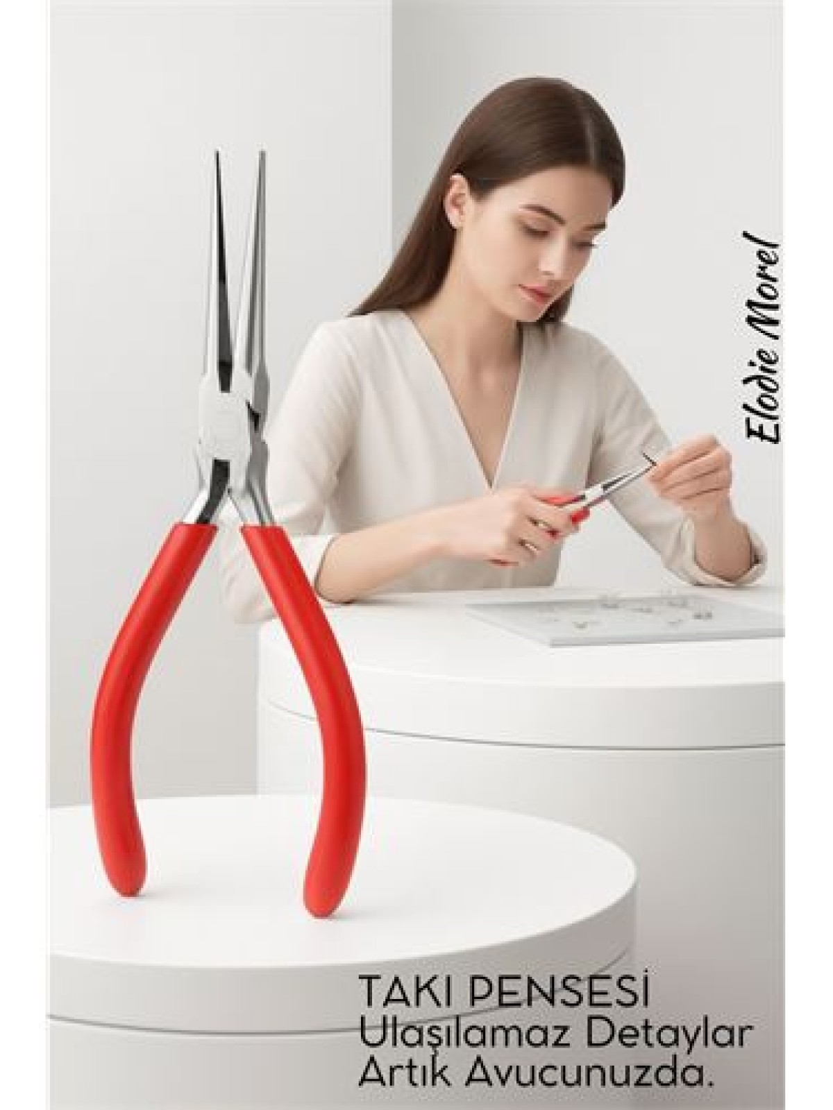 Profesyonel Uzun İnce Sivri Uçlu Kargaburun Takı Pensesi 12 cm - Hassas Mücevherat Onarımı