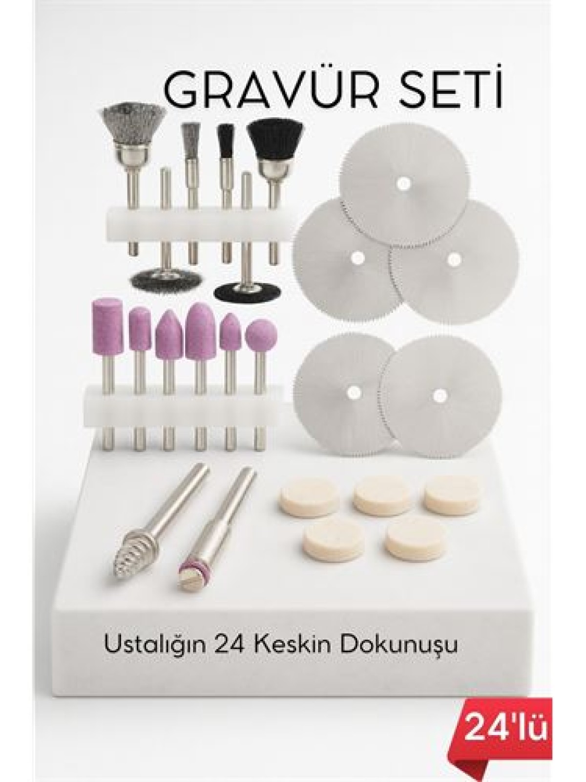 24'lü Mini Gravür Seti Dremel Ucu: Profesyonel Taşlama, Parlatma ve Şekillendirme Aleti