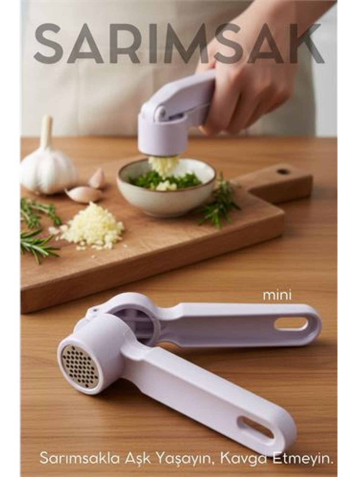 Sarımsak Ezici -  Profesyonel Şef Tipi Ergonomik Pres Kıyıcı