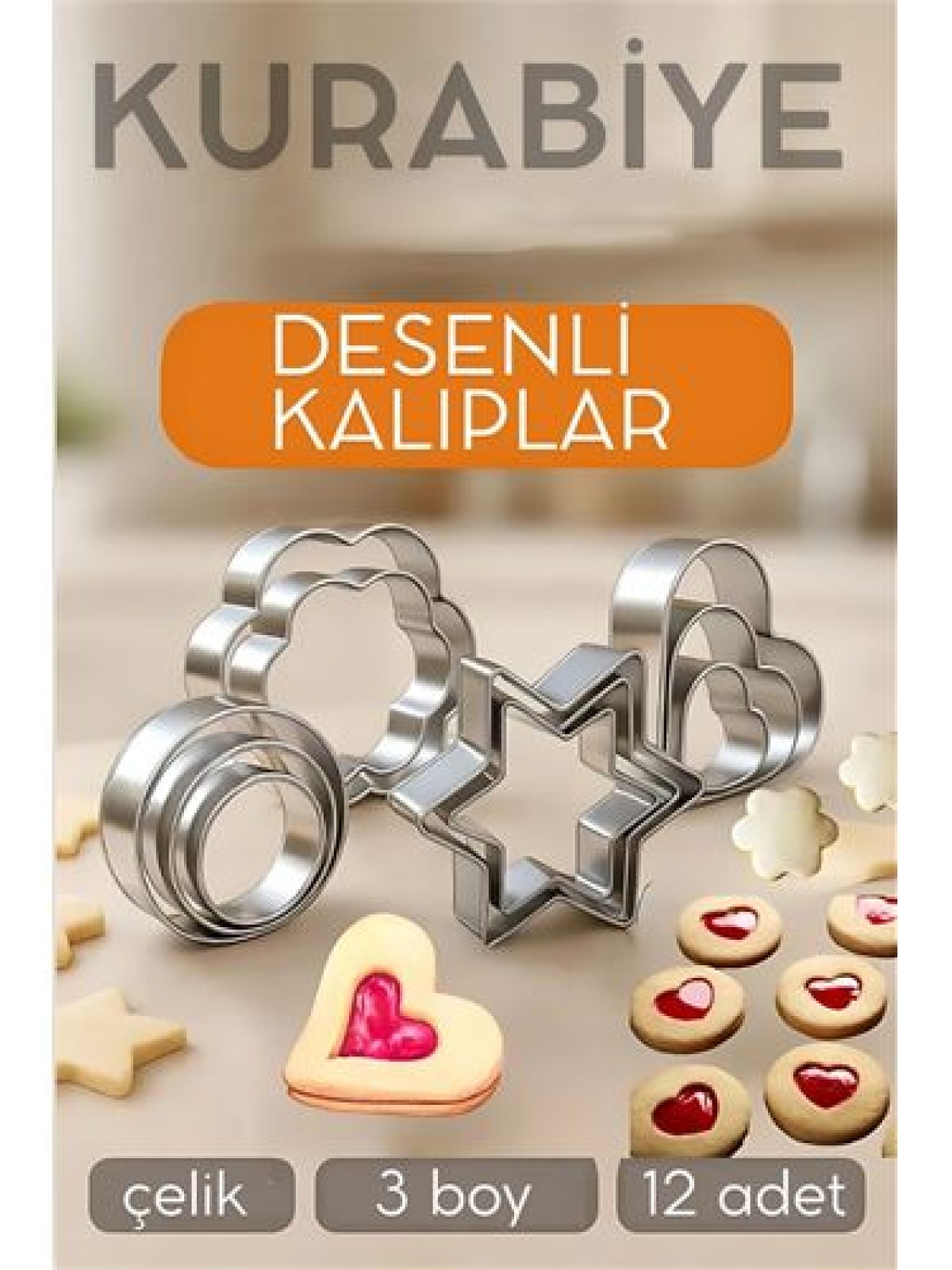 12'li Kurabiye Kalıbı Seti Profesyonel Şef Paslanmaz Çelik  | Mutfak Sanatınızın Vazgeçilmezi