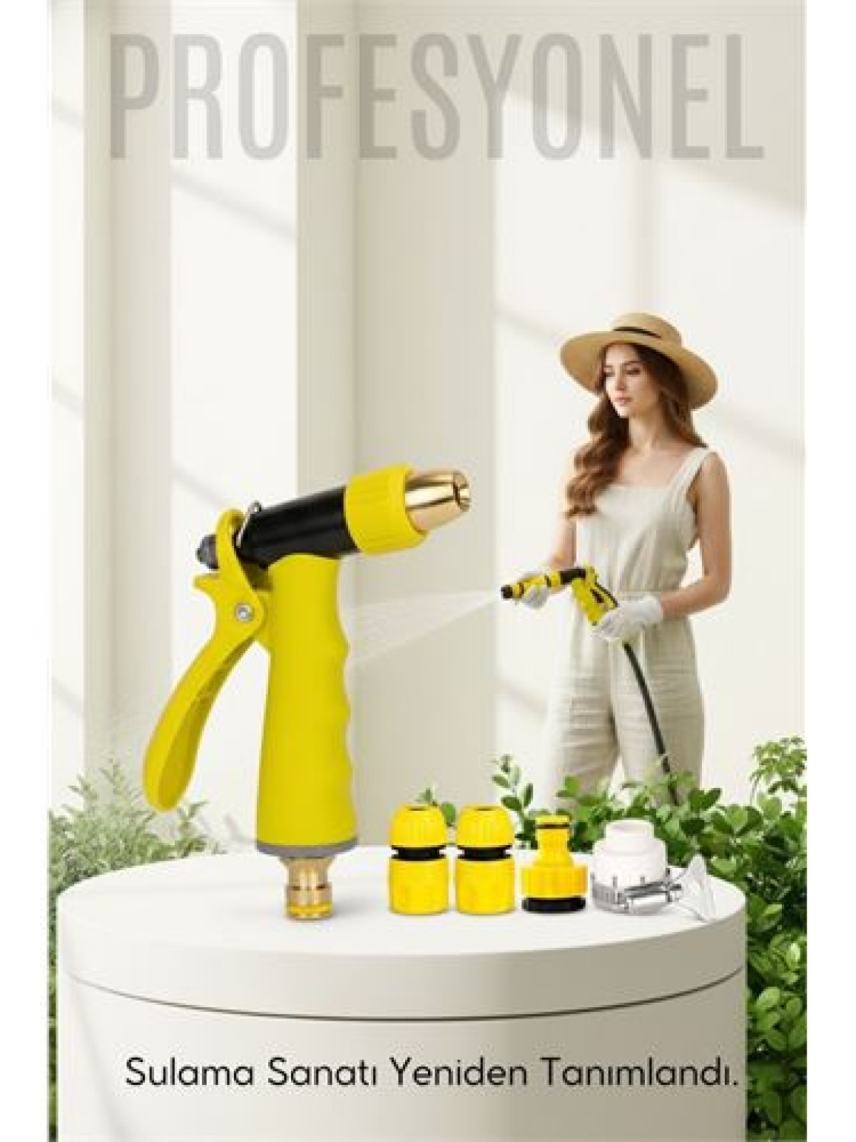 Profesyonel Pirinç Uçlu Basınçlı Hortum Sulama Tabancası Seti Tabancası Seti  Konnektörlü