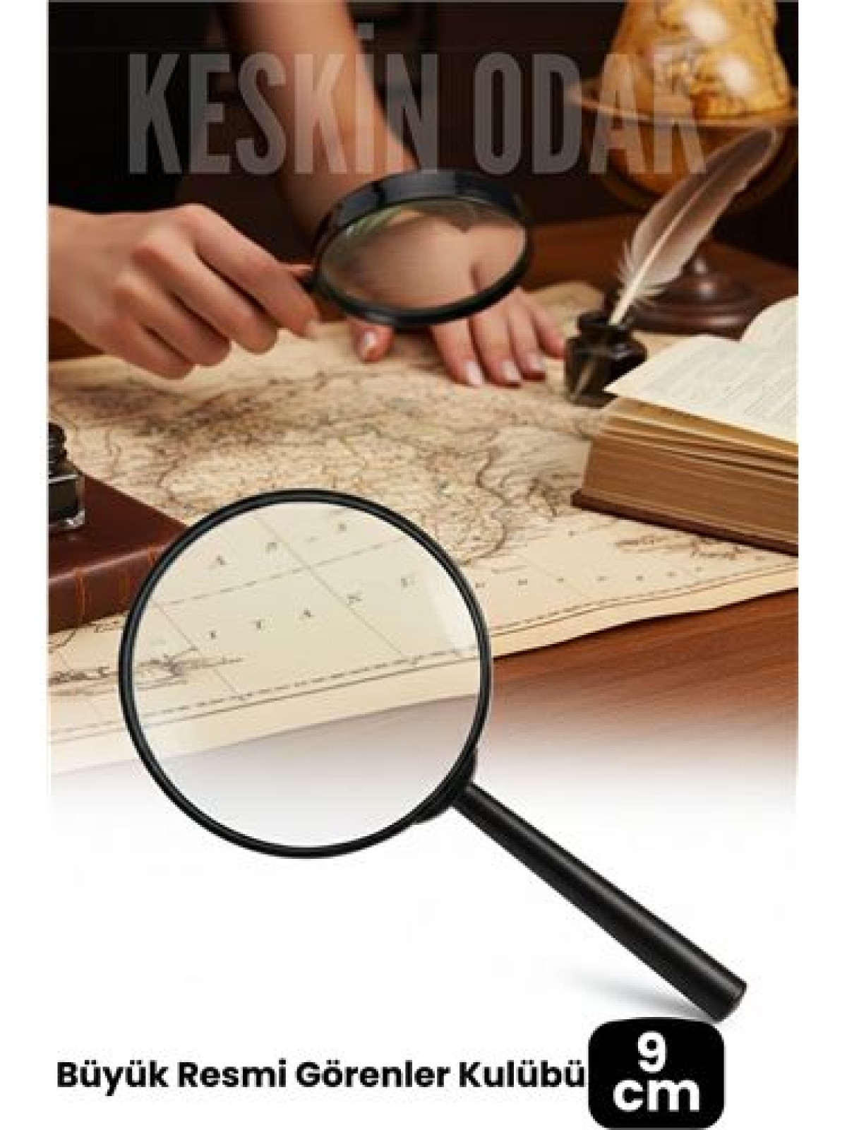 9 cm Optik Lensli El Tipi Büyüteç | Profesyonel Okuma, Hobi, Koleksiyon Merceği