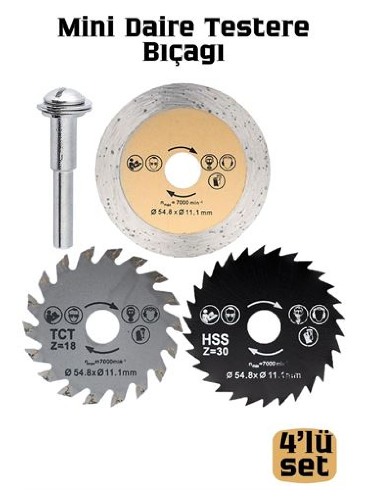 3'lü Mini Daire Testere Bıçağı Seti - HSS, TCT ve Elmas Kesici Disk