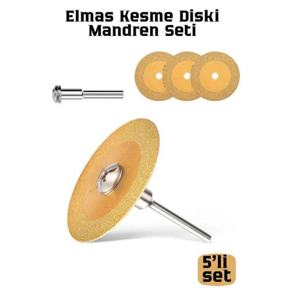 Profesyonel Elmas Kesme Diski ve Mandren Seti 4'lü Testere Bıçağı Hobi Dremel Uyumlu