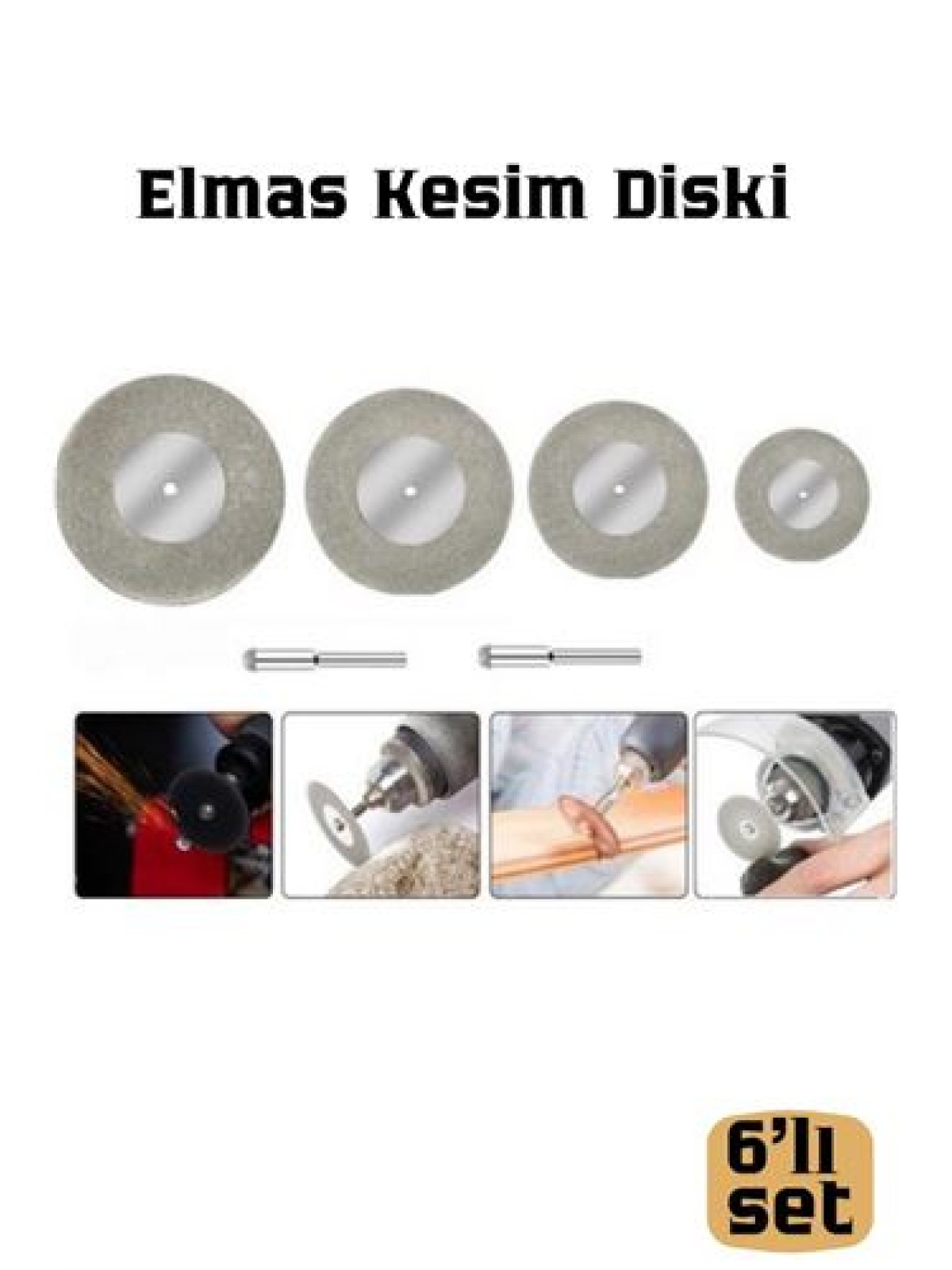 4'lü Set Elmas Kesim Diski Gravür Ucu Taş Cam Seramik Mermer Metal Kesme ve Aşındırma Diski