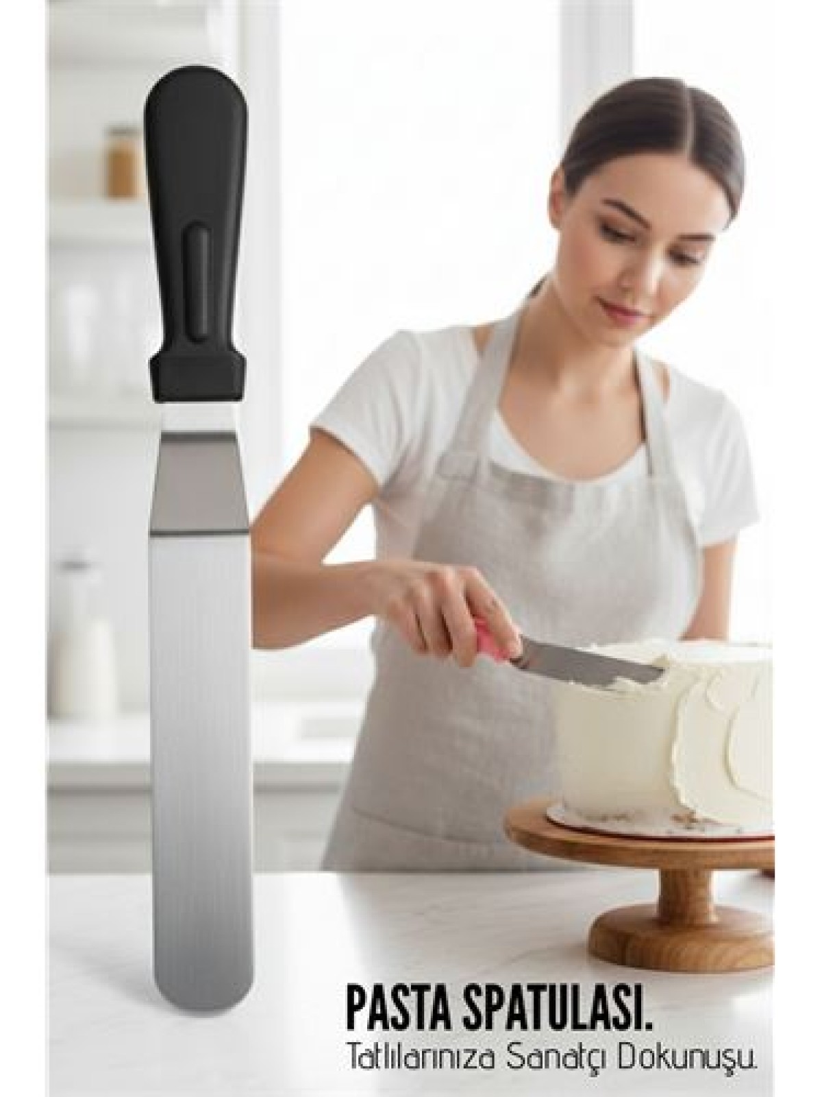 Profesyonel Pasta Hazırlama ve Şekillendirme Spatulası 304 Paslanmaz Çelik