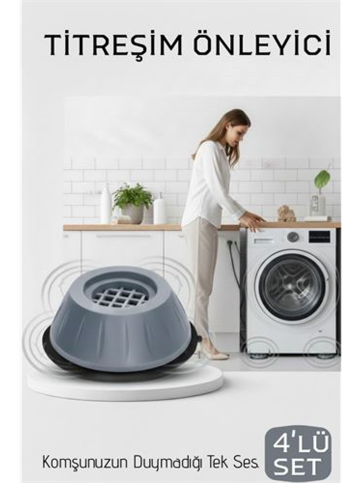 Premium 4'lü Titreşim Önleyici Kauçuk Ayak Seti - Ultra Sessiz ve Sarsıntısız Yıkama Teknolojisi