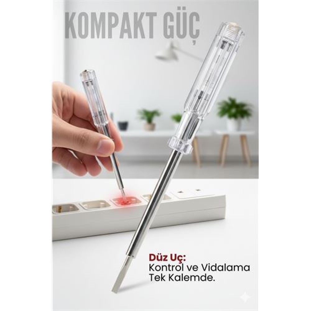 Düz Uçlu Elektrik Kontrol Kalemi Faz Test Cihazı Voltaj Kontrol Anahtarı