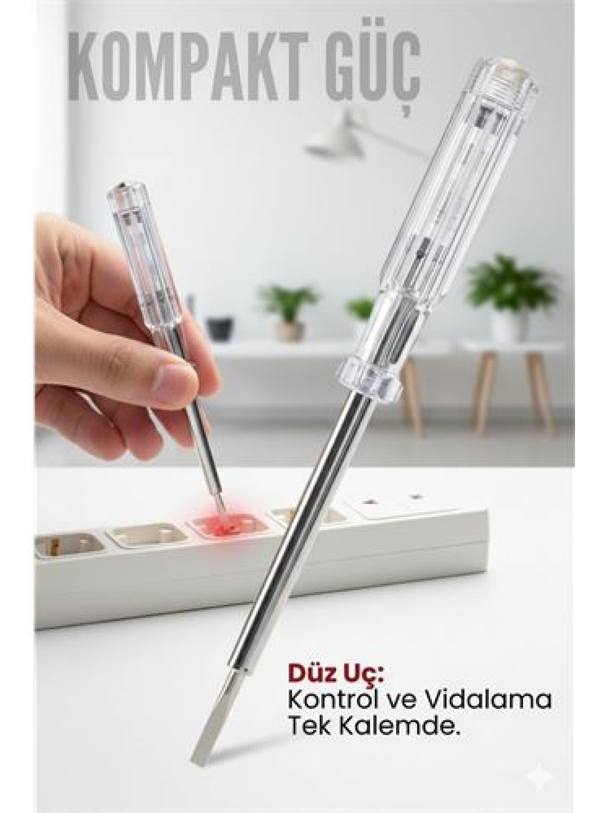 Düz Uçlu Elektrik Kontrol Kalemi Faz Test Cihazı Voltaj Kontrol Anahtarı