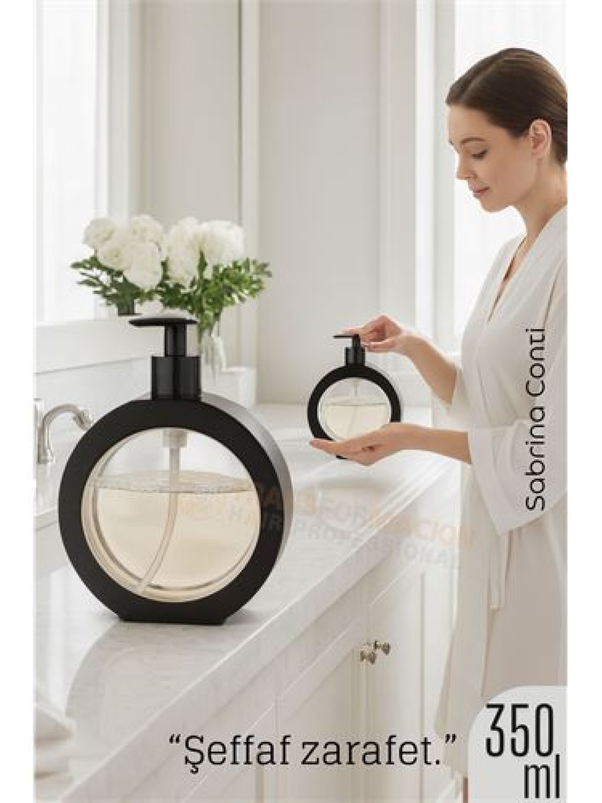 Sıvı Sabunluk – Siyah Renk, 350 ml,  Modern Tasarım