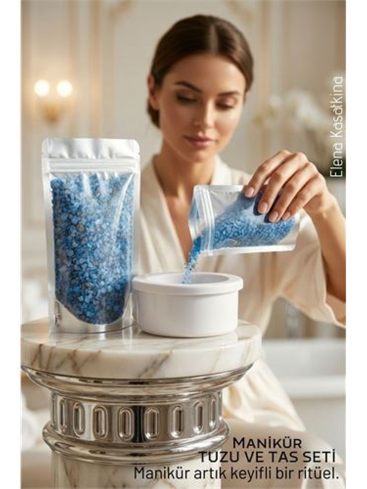 Profesyonel Manikür Seti: Ergonomik Manikür Tası ve Zenginleştirilmiş Granül Bakım Tuzu