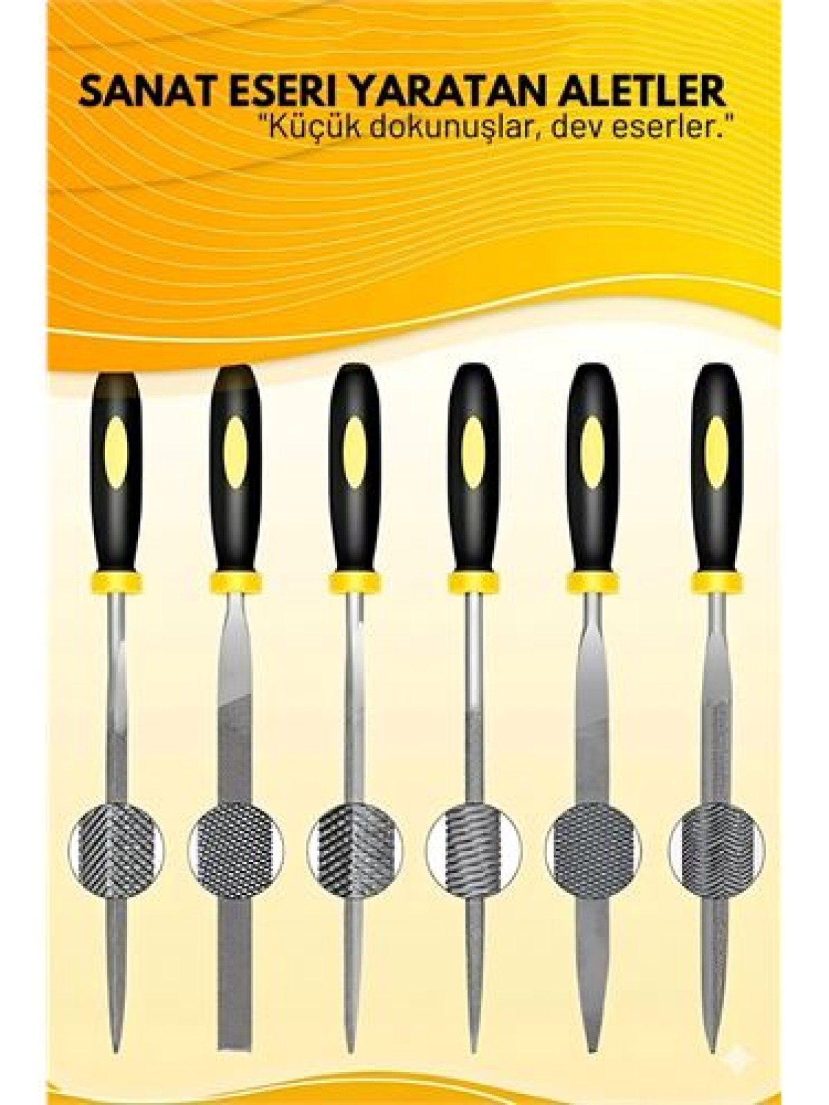 Profesyonel 6'lı Ahşap Eğe ve Törpü Seti - Hassas Oyma ve Şekillendirme Hobi Takımı (17cm)