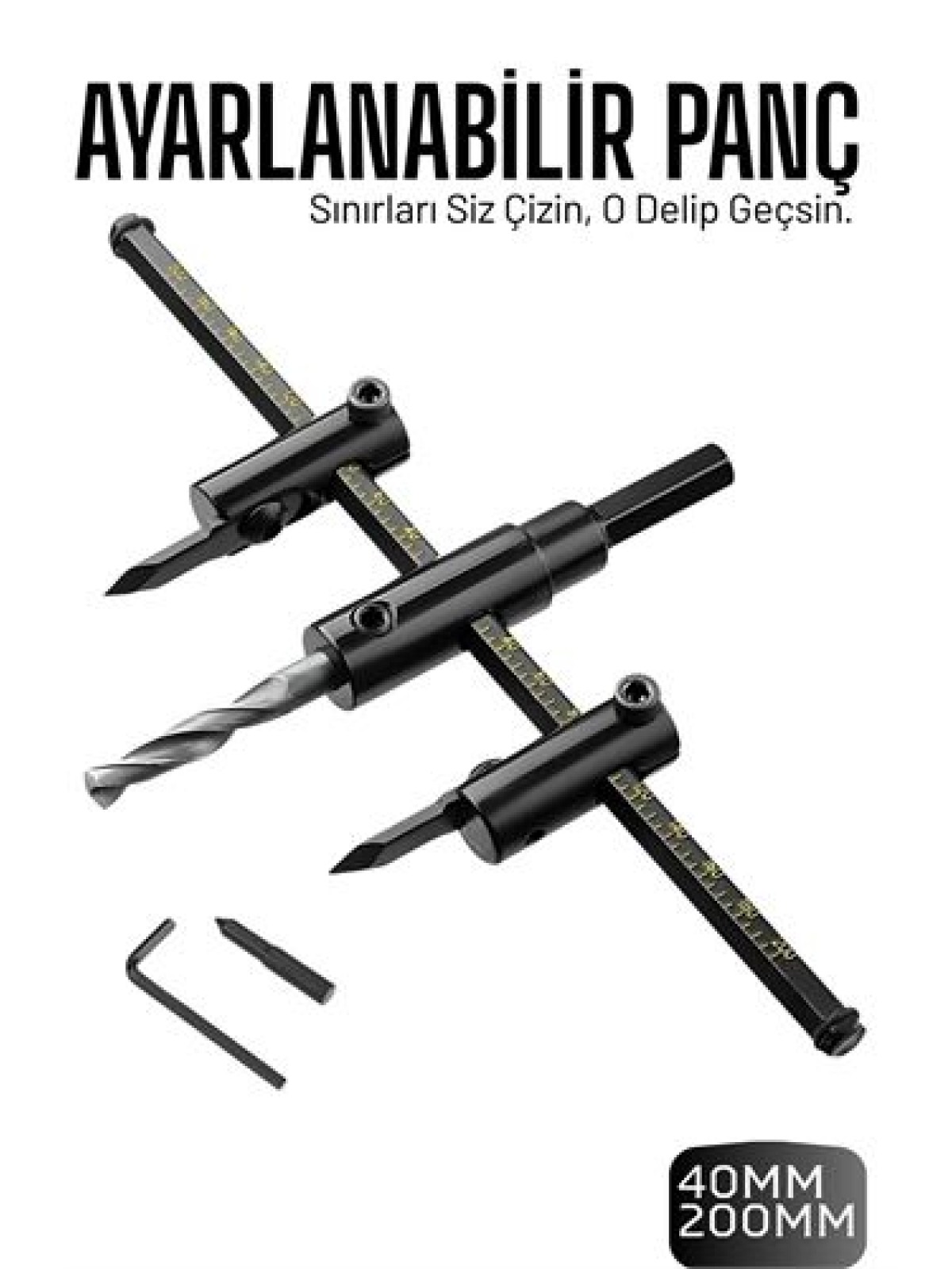 Profesyonel Ayarlı Daire Kesici Panç Seti (40-200mm) - Tungsten Çelik Uçlu Hassas Delme Seti