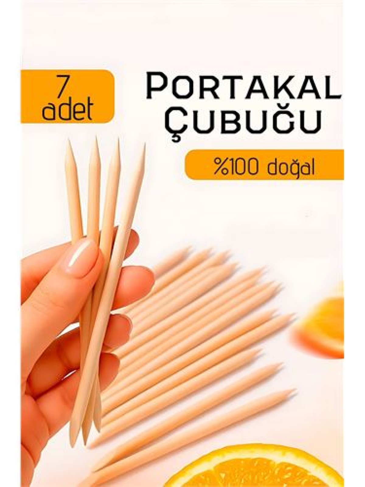 Profesyonel 7’li Portakal Çubuğu Seti - 11.5 cm Manikür & Pedikür Et İtici ve Tırnak Temizleme Seti