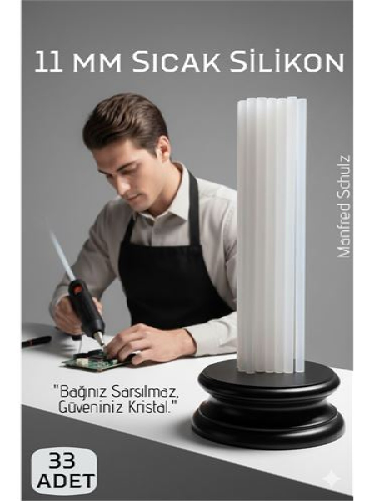 33'lü Set: 11mm Kalın Ultra-Şeffaf Profesyonel Sıcak Silikon – Kristal Berraklığında Güçlü Yapışkan