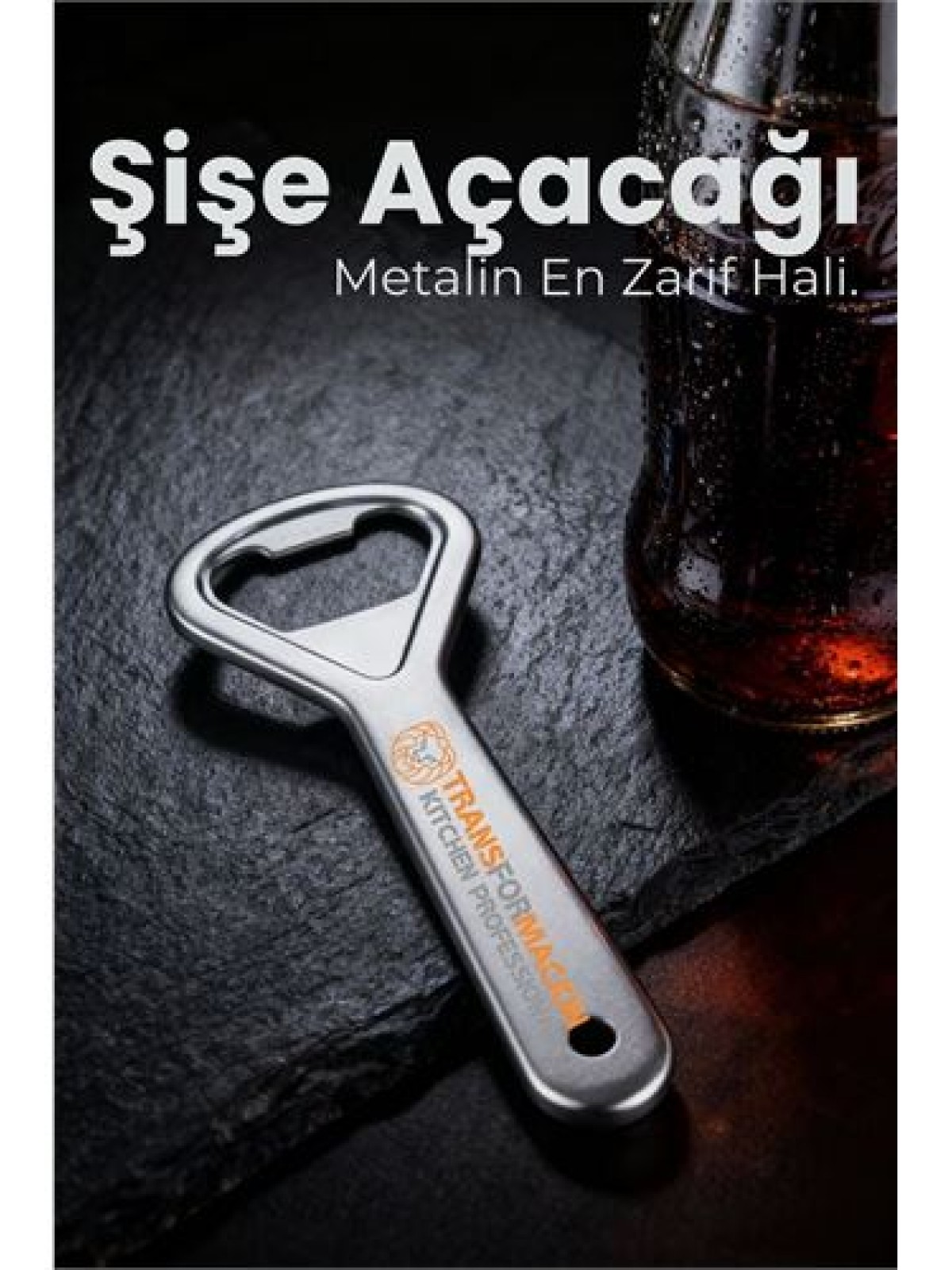 Ergonomik Metal Şişe Açacağı - Gazoz, Kola, Bira Kapağı Açıcı