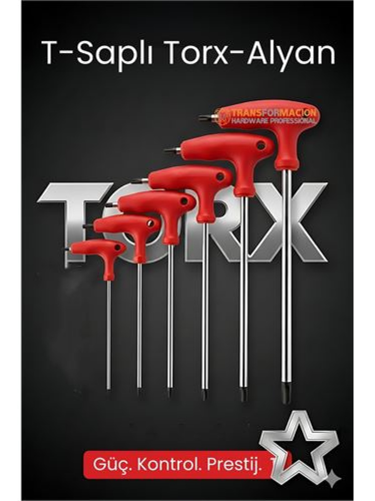 Tor-X Profesyonel T-Kollu Torx Alyan Anahtar Seti (6 Parça) - Güç ve Hassasiyet Bir Arada
