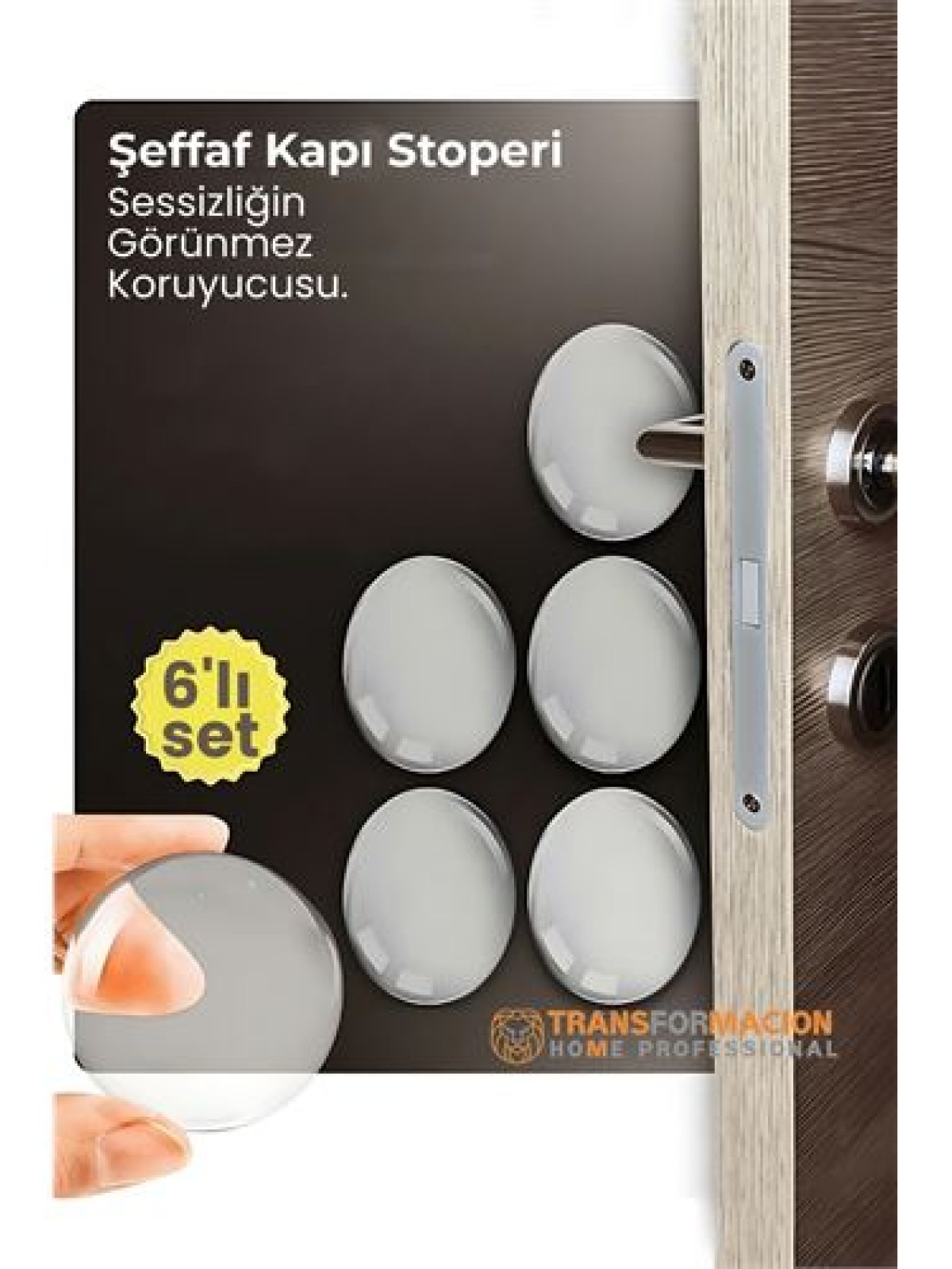 6'lı Kristal Koruma  Şeffaf Kapı Stoperi Tampon Seti | Duvar & Mobilya Çarpma Önleyici