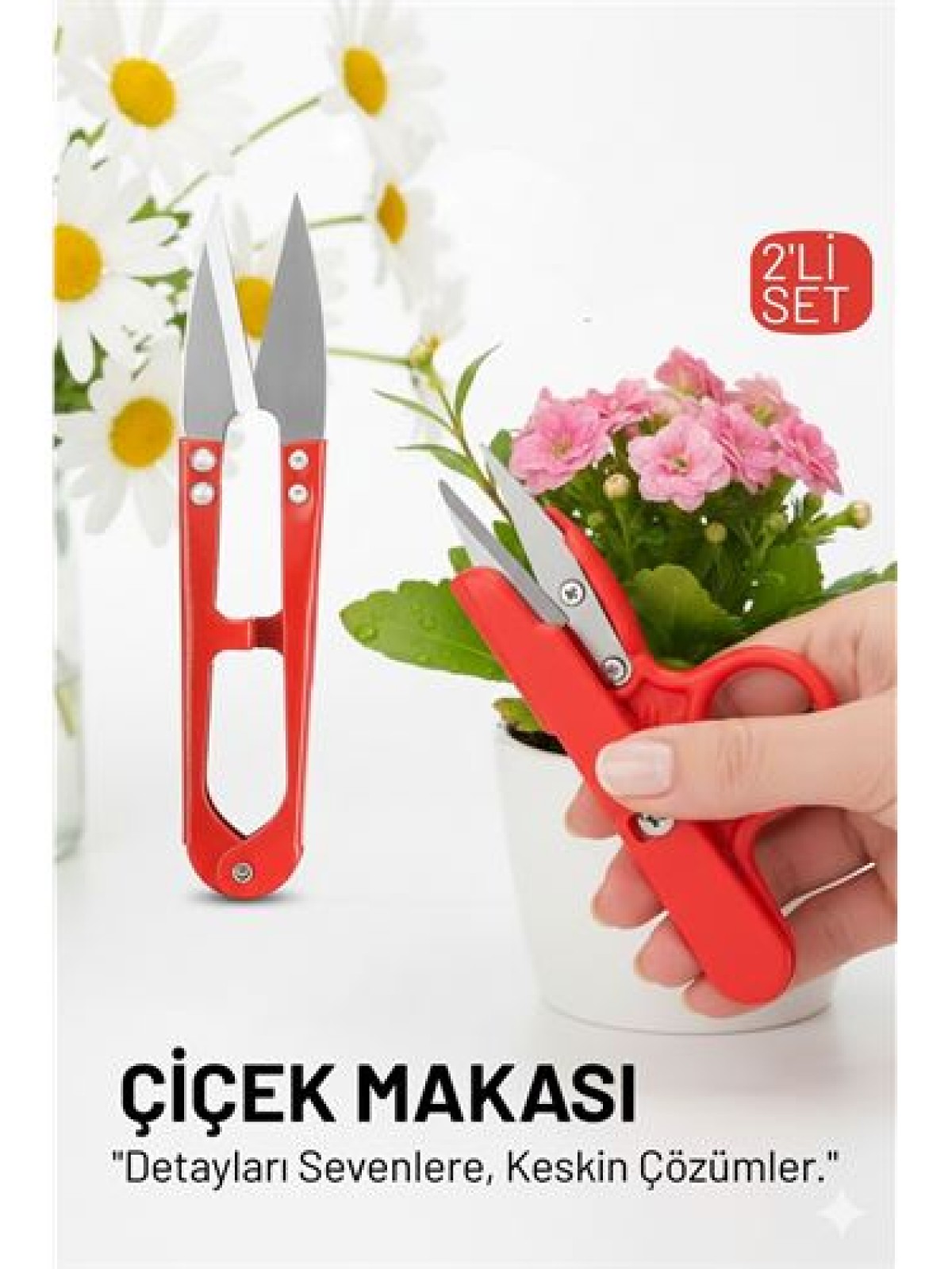 Profesyonel 2’li Mini Budama Seti:  Hassas Çiçek ve Bitki Makası - Çelik Ultra Keskin Seri