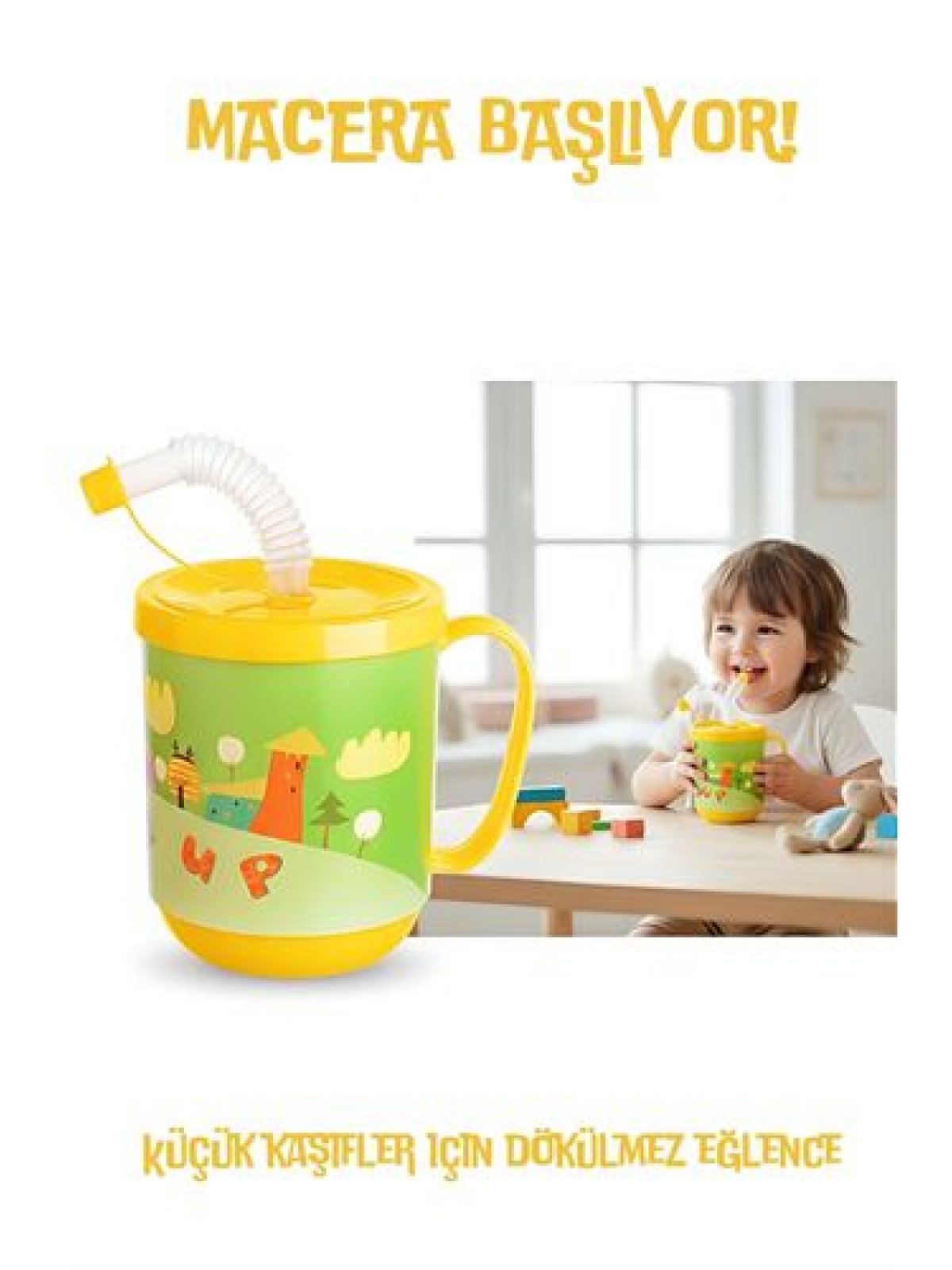 Premium Pipetli Çocuk Bardağı 350 ml -Alıştırma Bardağı ve Suluk